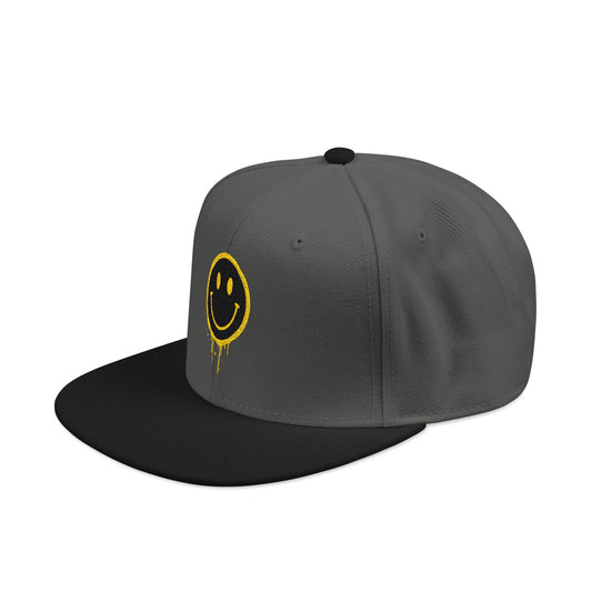 NEVERMIND Graffiti Smiley Face Embroidered Snapback Cap, Trendy Hat for Summer, Streetwear Accessory, Gift for Teenagers, Casual Outfit