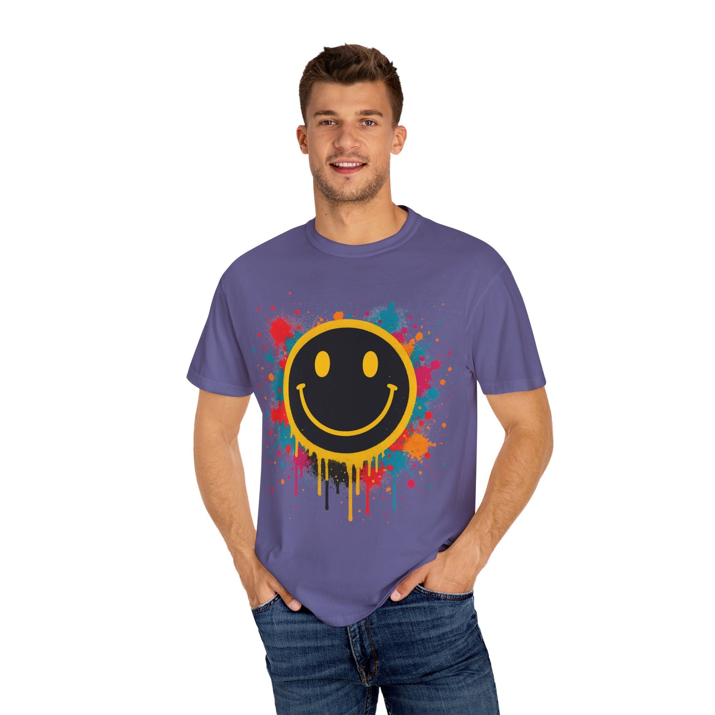 NEVERMIND Graffiti Smiley Face Unisex Garment-Dyed T-shirt