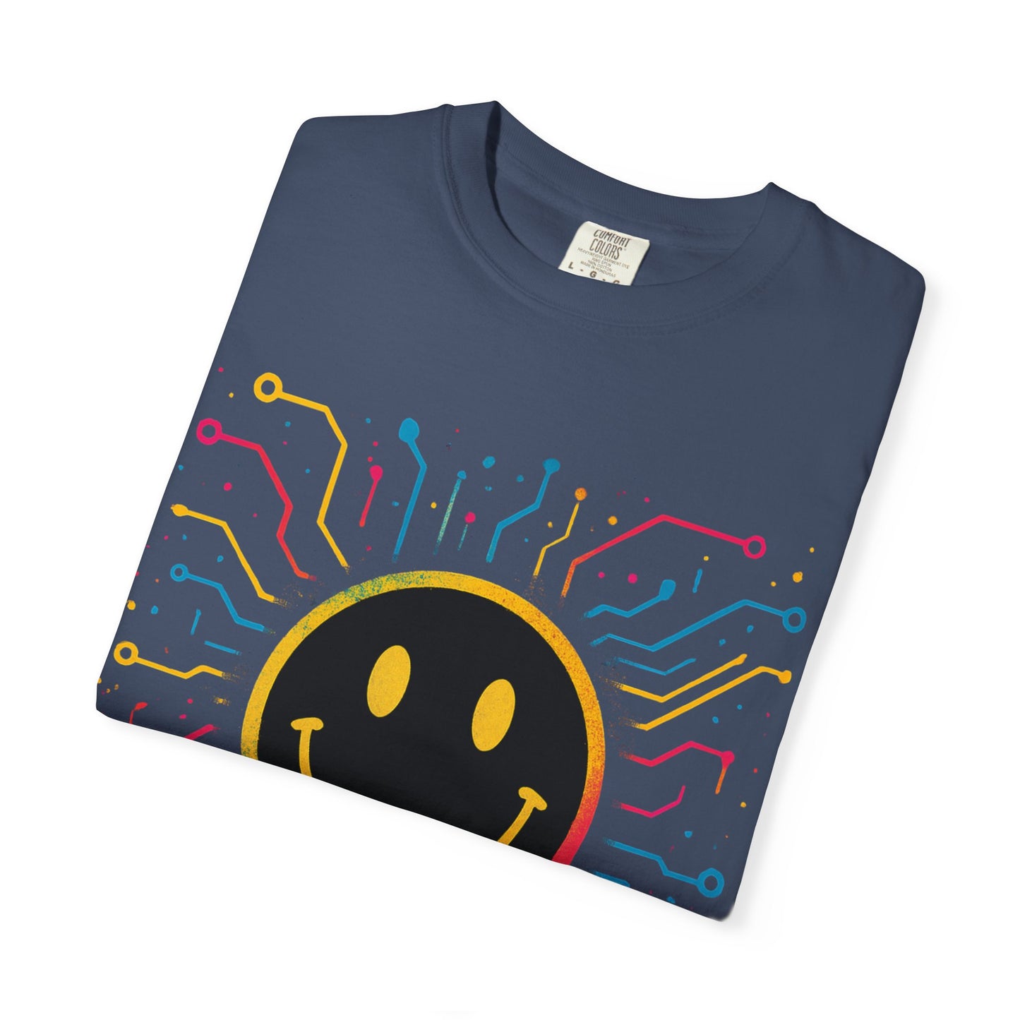 NEVERMIND GRID Smiley Face Unisex Garment-Dyed T-shirt
