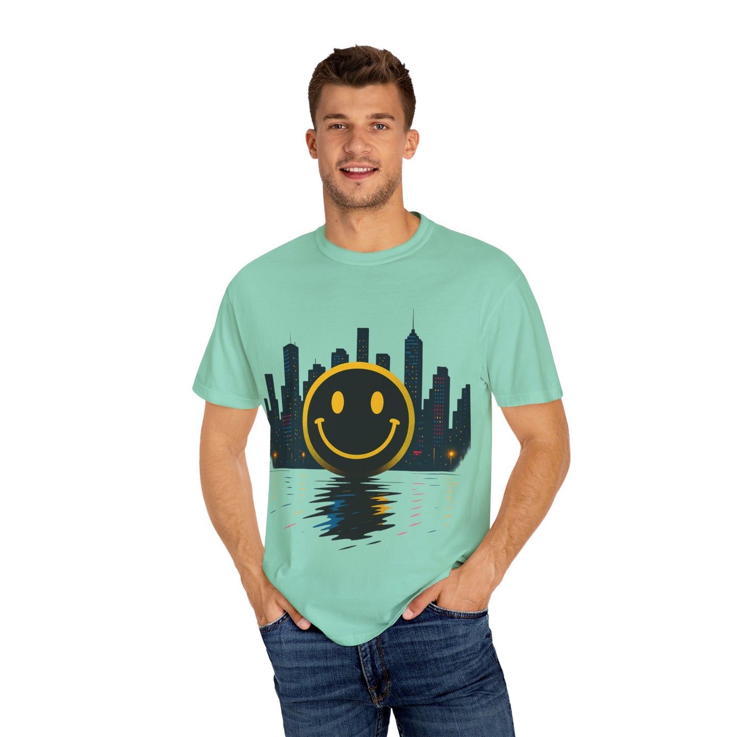 NEVERMIND SMILEY SCAPE i Smiley Face Unisex Garment-Dyed T-shirt
