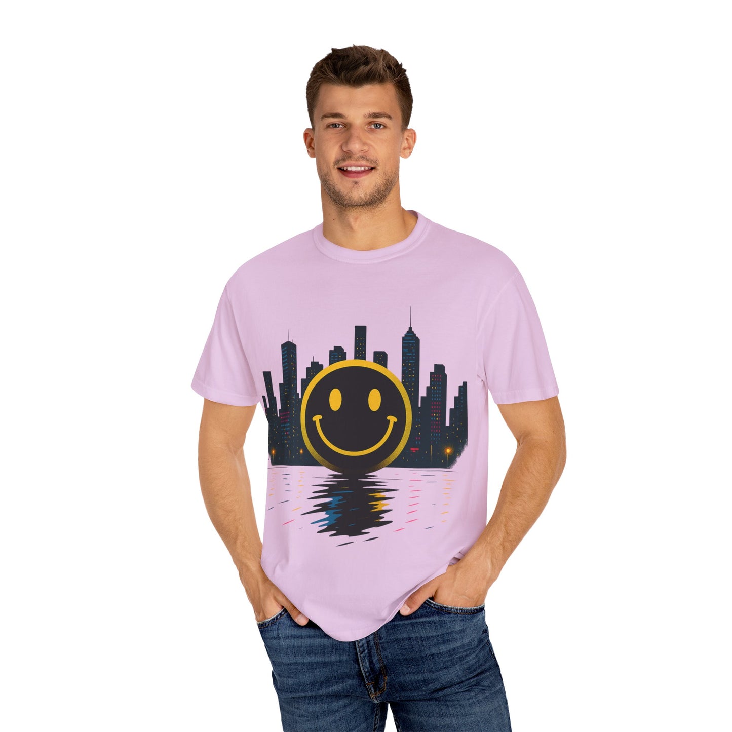NEVERMIND SMILEY SCAPE i Smiley Face Unisex Garment-Dyed T-shirt