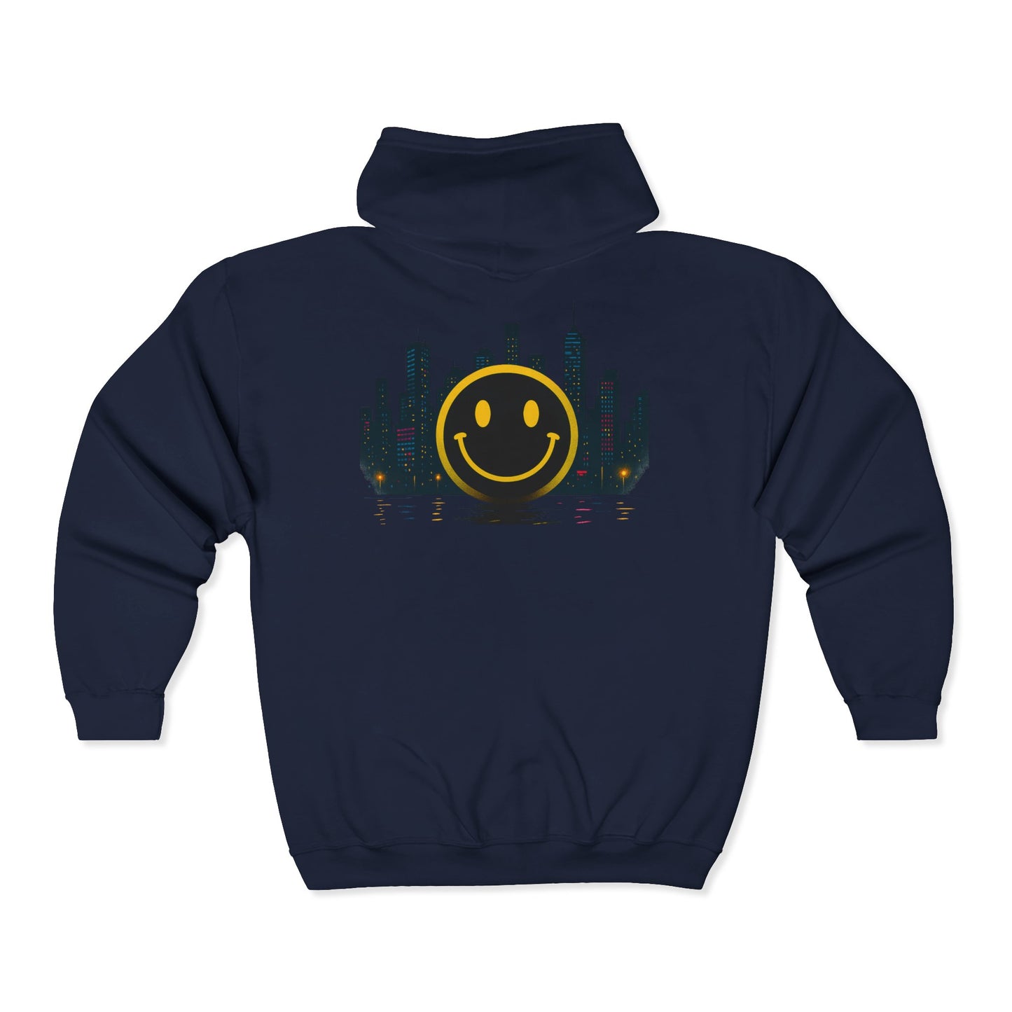 NEVERMIND SMILEY SCAPE Smiley Face Zip Hoodie | Unisex Casual Wear, Perfect for Gifting, Fall Fashion, Streetwear, Cozy Layering