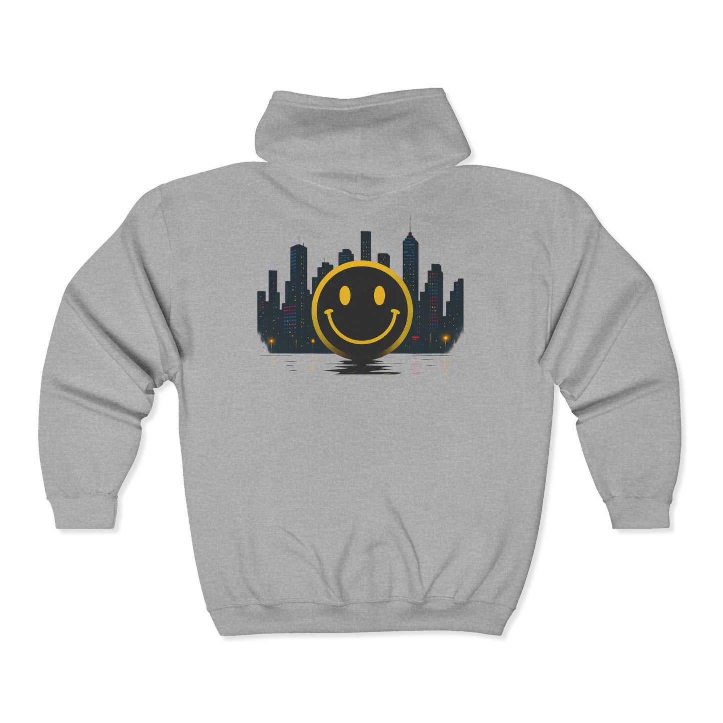 NEVERMIND SMILEY SCAPE Smiley Face Zip Hoodie | Unisex Casual Wear, Perfect for Gifting, Fall Fashion, Streetwear, Cozy Layering