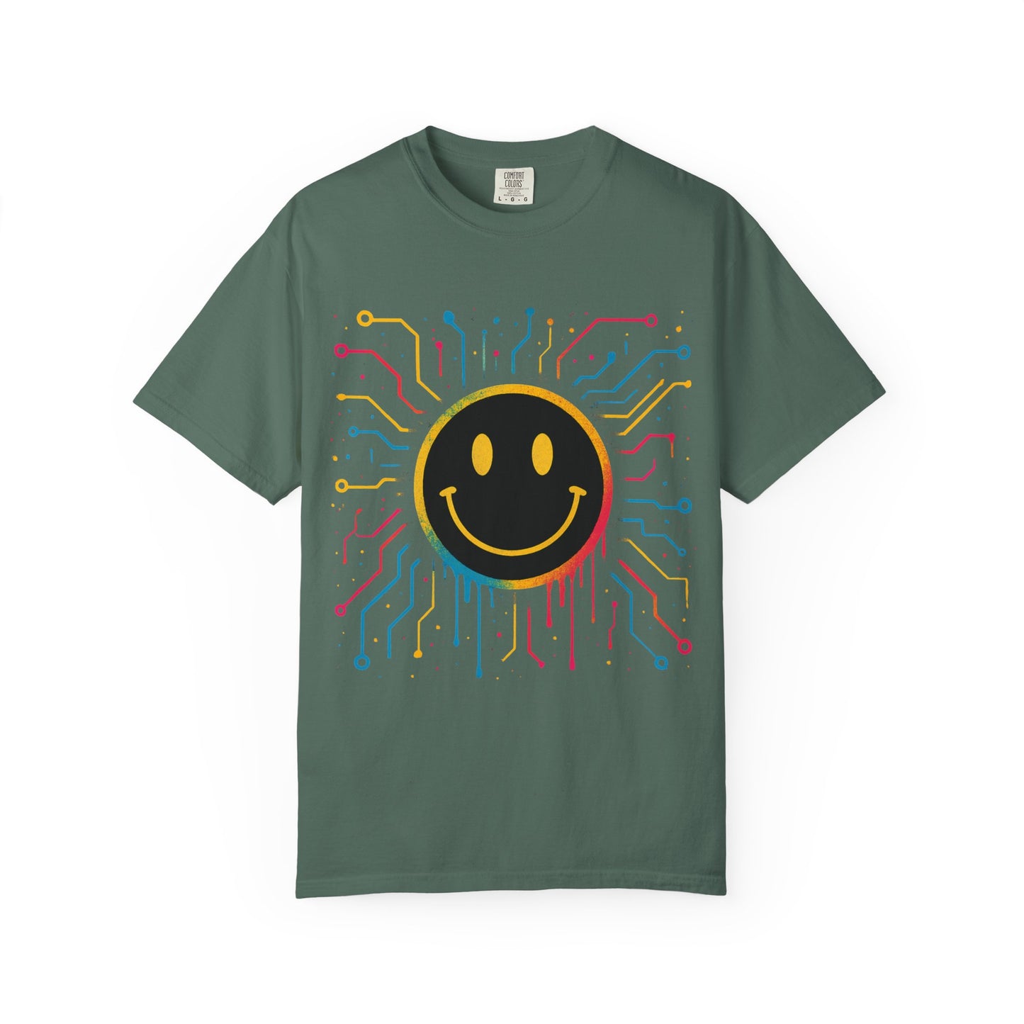 NEVERMIND GRID Smiley Face Unisex Garment-Dyed T-shirt