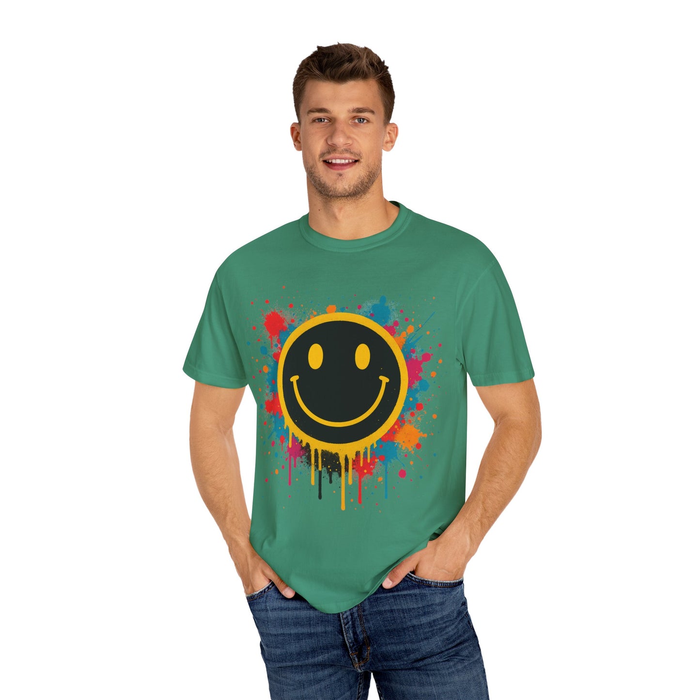 NEVERMIND Graffiti Smiley Face Unisex Garment-Dyed T-shirt