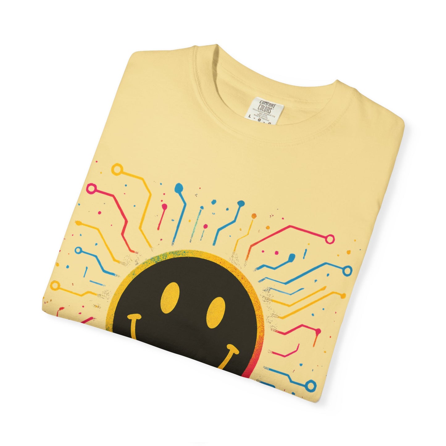 NEVERMIND GRID Smiley Face Unisex Garment-Dyed T-shirt