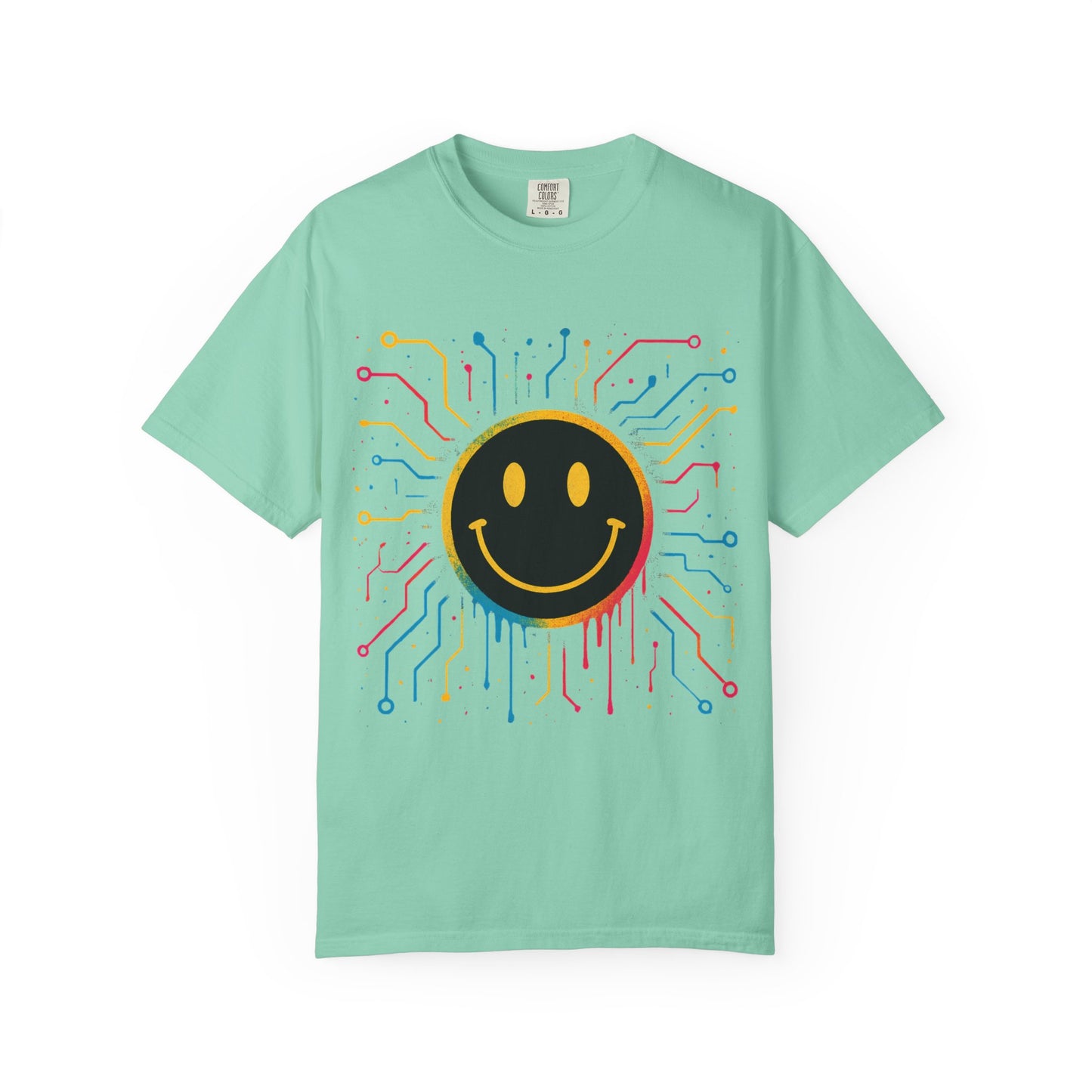NEVERMIND GRID Smiley Face Unisex Garment-Dyed T-shirt