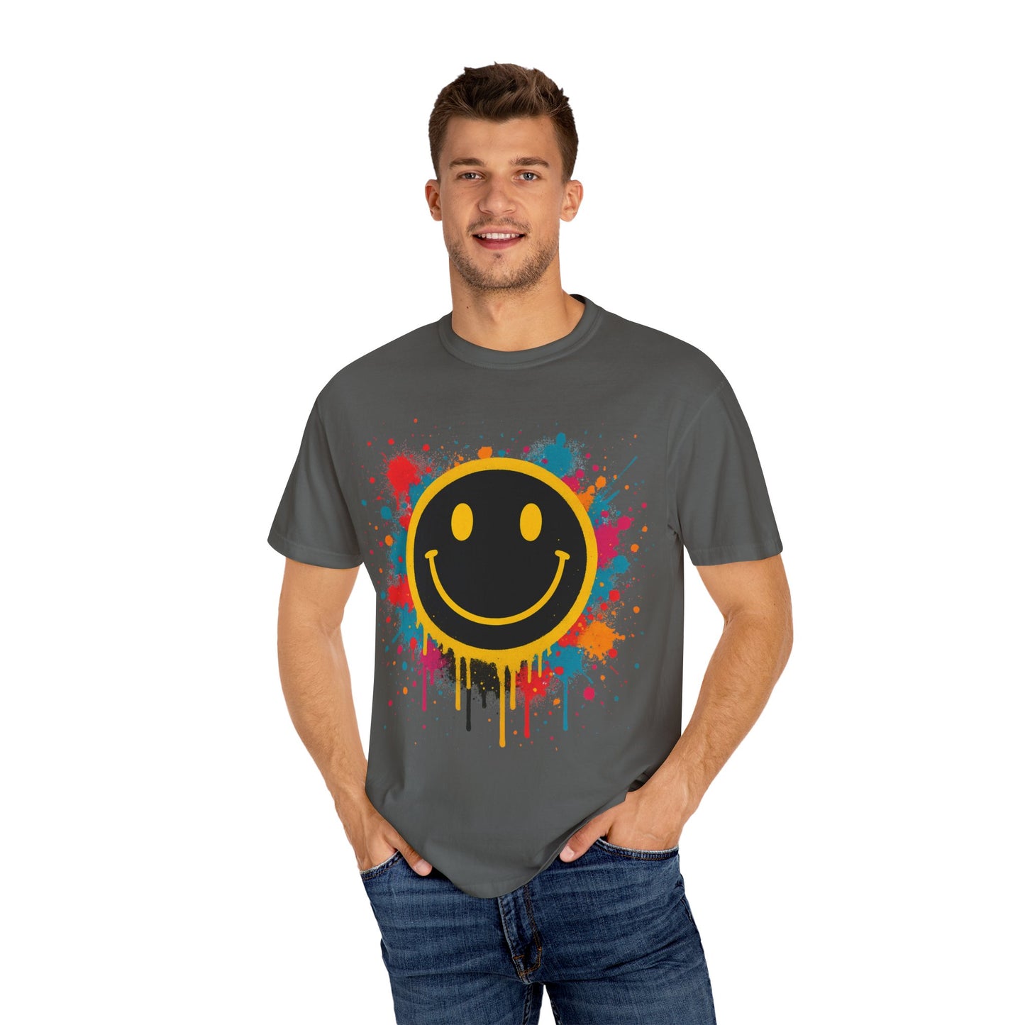 NEVERMIND Graffiti Smiley Face Unisex Garment-Dyed T-shirt