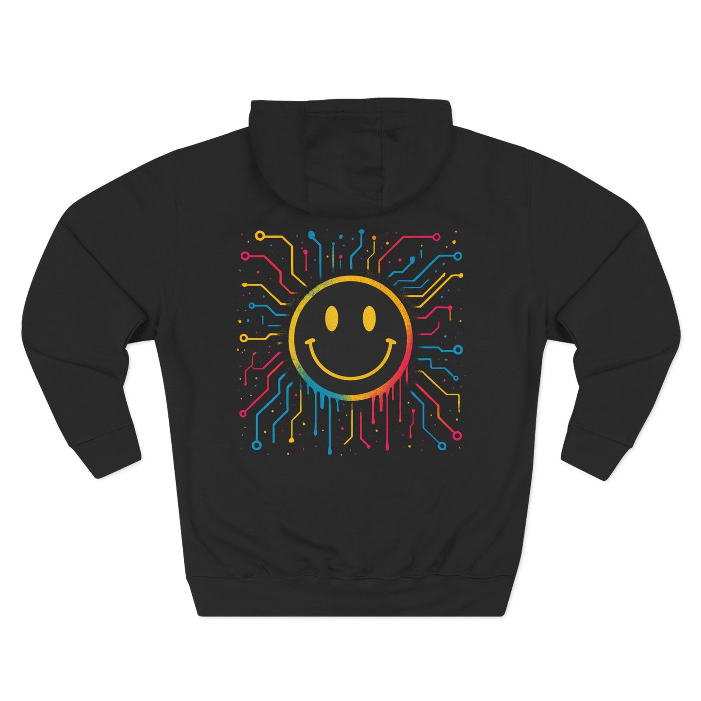 NEVERMIND GRID Smiley Face Three-Panel Fleece Hoodie, Comfortable Sweatshirt for Casual Wear, Gift for Friends, Happy Vibes, Art-Inspired Fashion, [...]