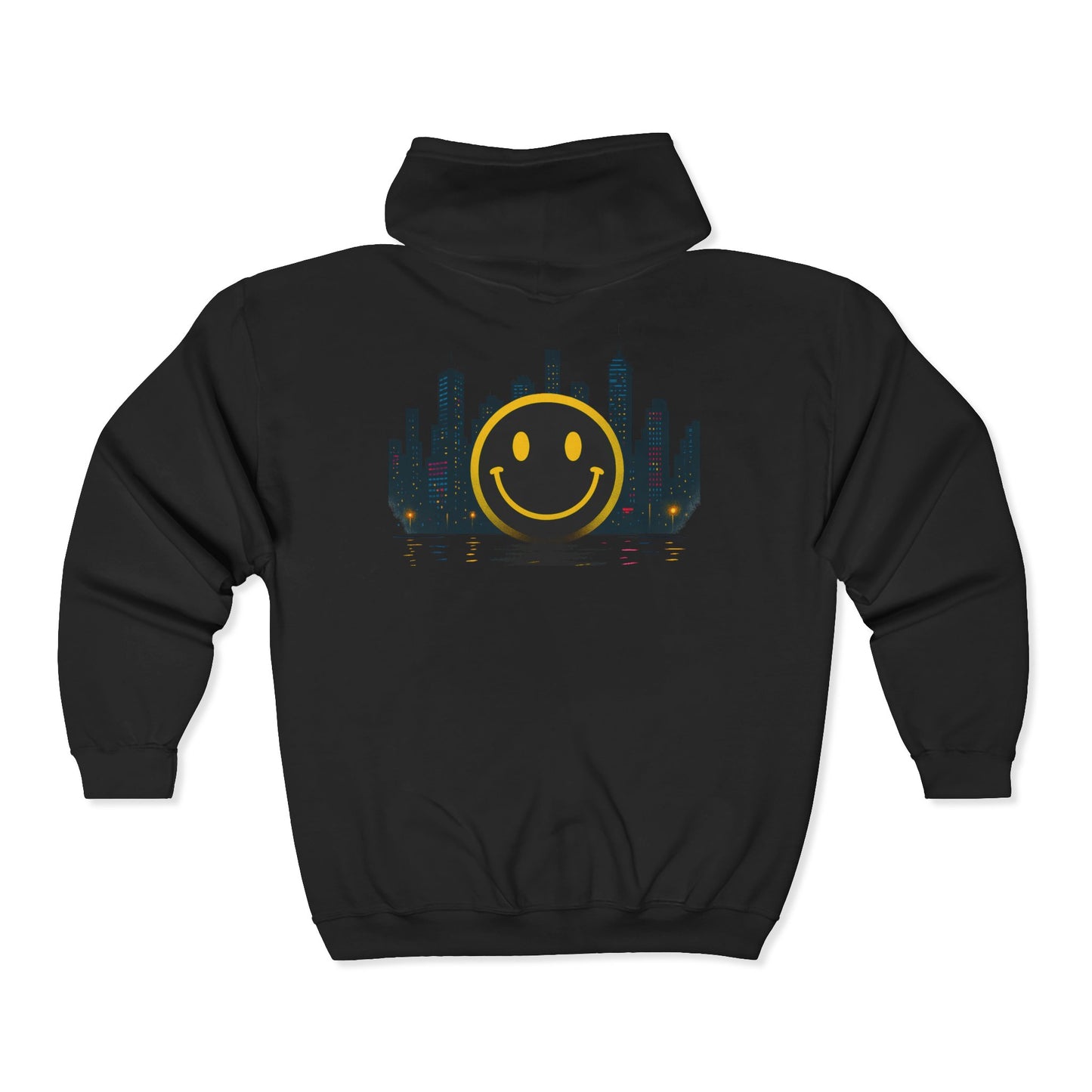 NEVERMIND SMILEY SCAPE Smiley Face Zip Hoodie | Unisex Casual Wear, Perfect for Gifting, Fall Fashion, Streetwear, Cozy Layering