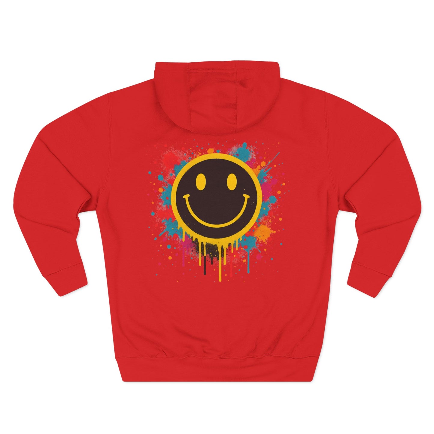 Smiley Face Three-Panel Fleece Hoodie, Comfortable Sweatshirt for Casual Wear, Gift for Friends, Happy Vibes, Art-Inspired Fashion, [...]