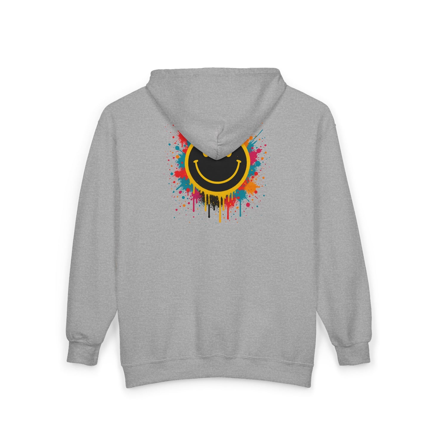 NEVERMIND Graffiti Smiley Face Zip Hoodie | Unisex Casual Wear, Perfect for Gifting, Fall Fashion, Streetwear, Cozy Layering