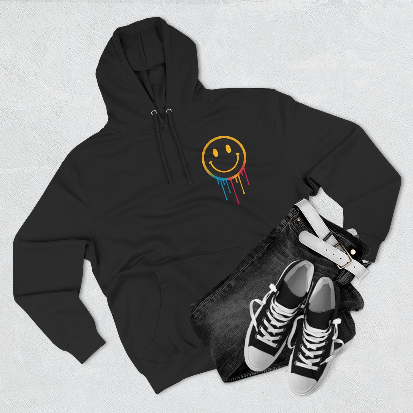 NEVERMIND GRID Smiley Face Three-Panel Fleece Hoodie, Comfortable Sweatshirt for Casual Wear, Gift for Friends, Happy Vibes, Art-Inspired Fashion, [...]