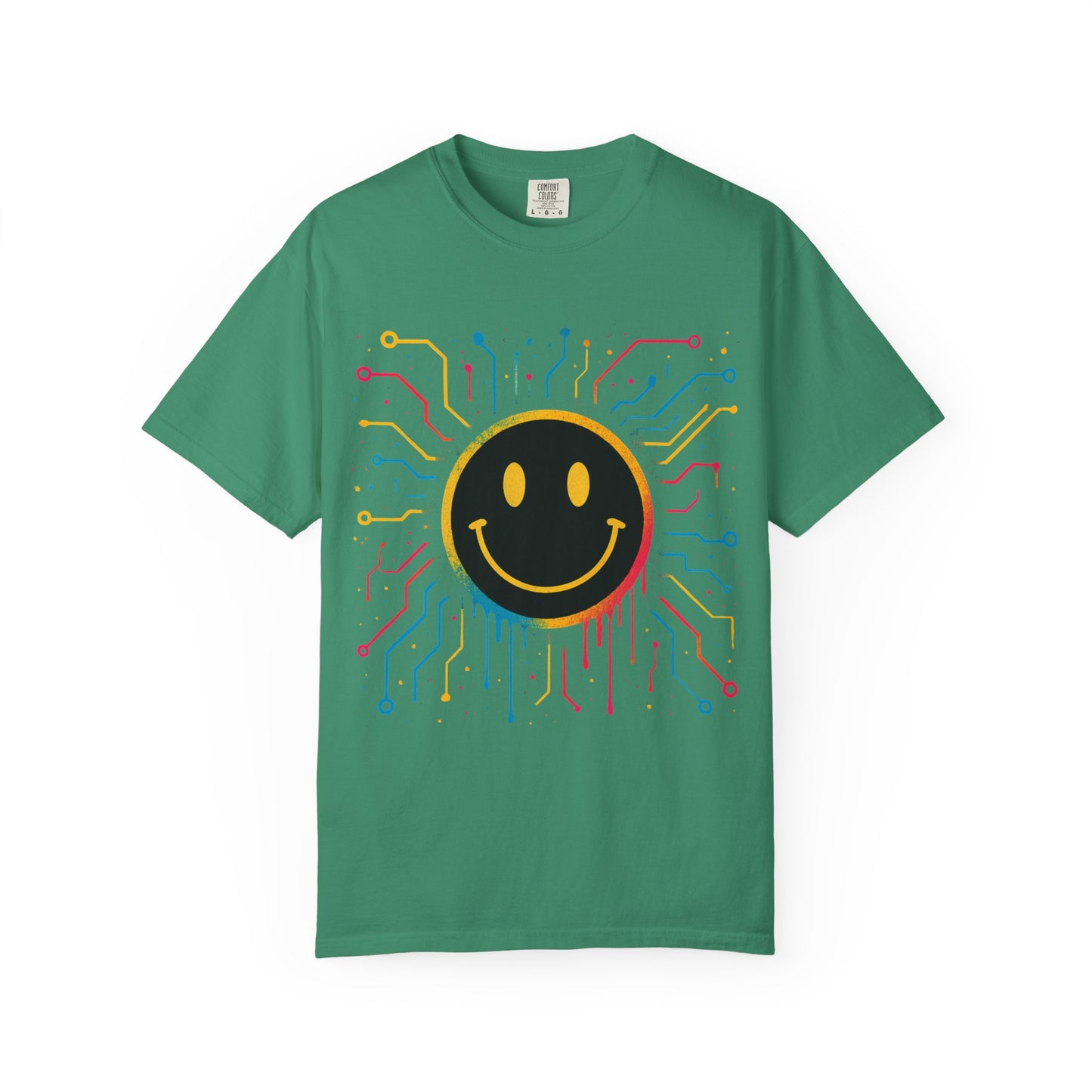 NEVERMIND GRID Smiley Face Unisex Garment-Dyed T-shirt