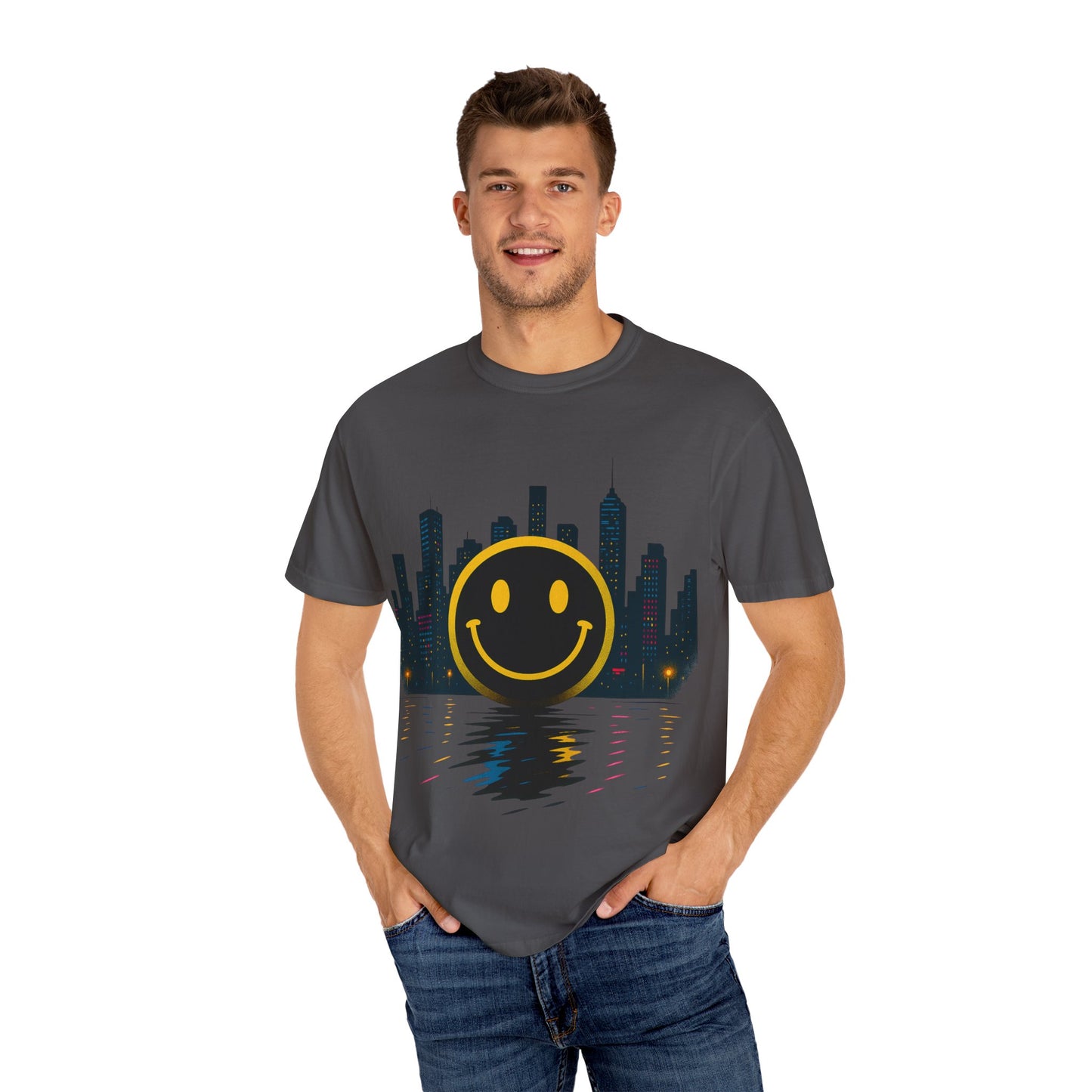 NEVERMIND SMILEY SCAPE i Smiley Face Unisex Garment-Dyed T-shirt