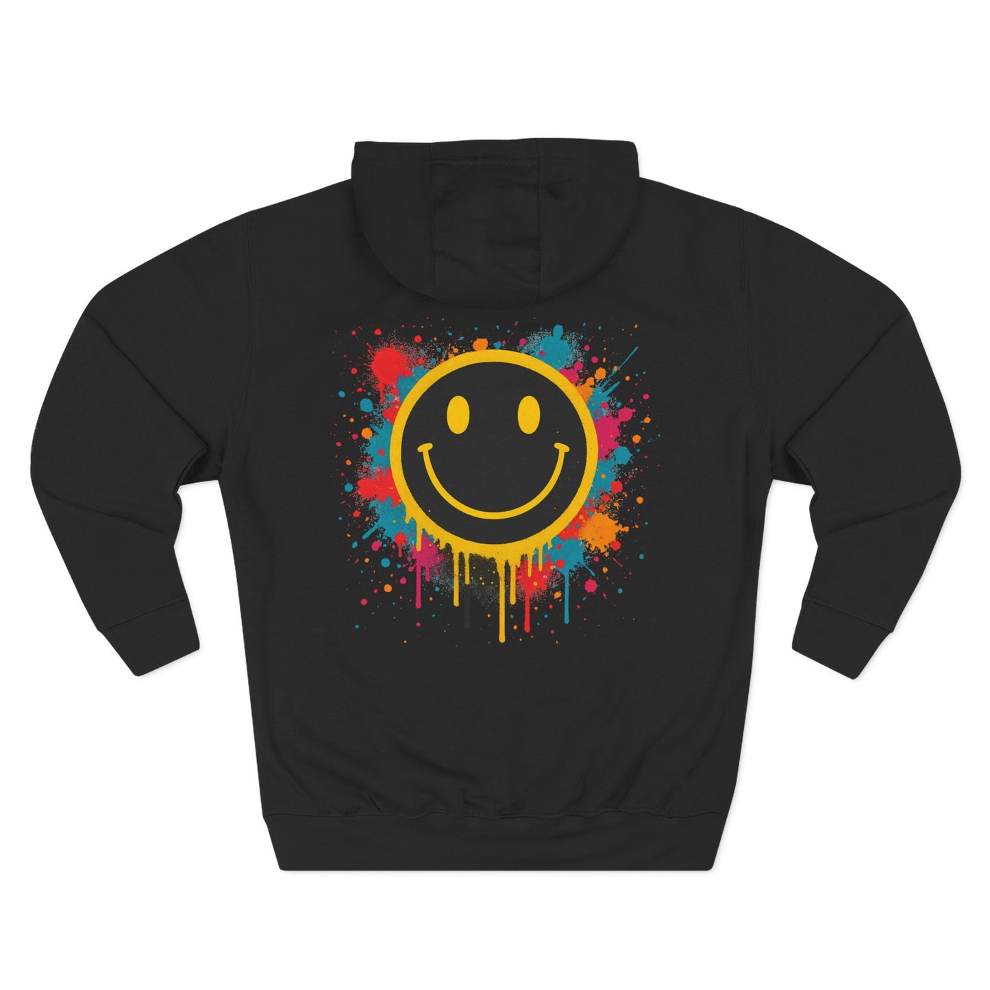 Smiley Face Three-Panel Fleece Hoodie, Comfortable Sweatshirt for Casual Wear, Gift for Friends, Happy Vibes, Art-Inspired Fashion, [...]
