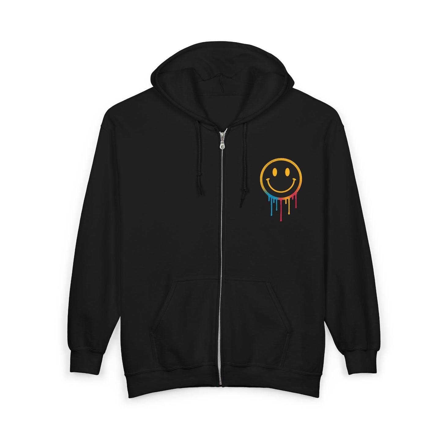 NEVERMIND GRID Smiley Face Zip Hoodie | Unisex Casual Wear, Perfect for Gifting, Fall Fashion, Streetwear, Cozy Layering