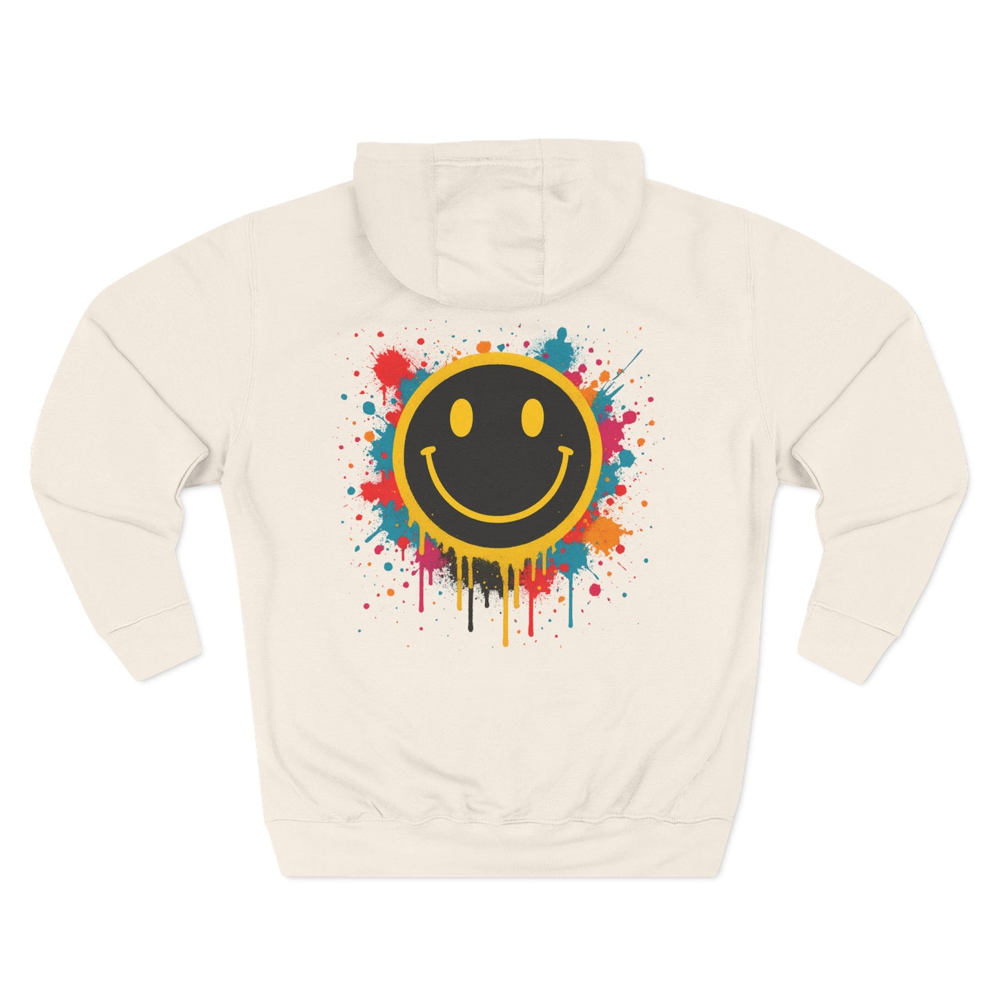 Smiley Face Three-Panel Fleece Hoodie, Comfortable Sweatshirt for Casual Wear, Gift for Friends, Happy Vibes, Art-Inspired Fashion, [...]