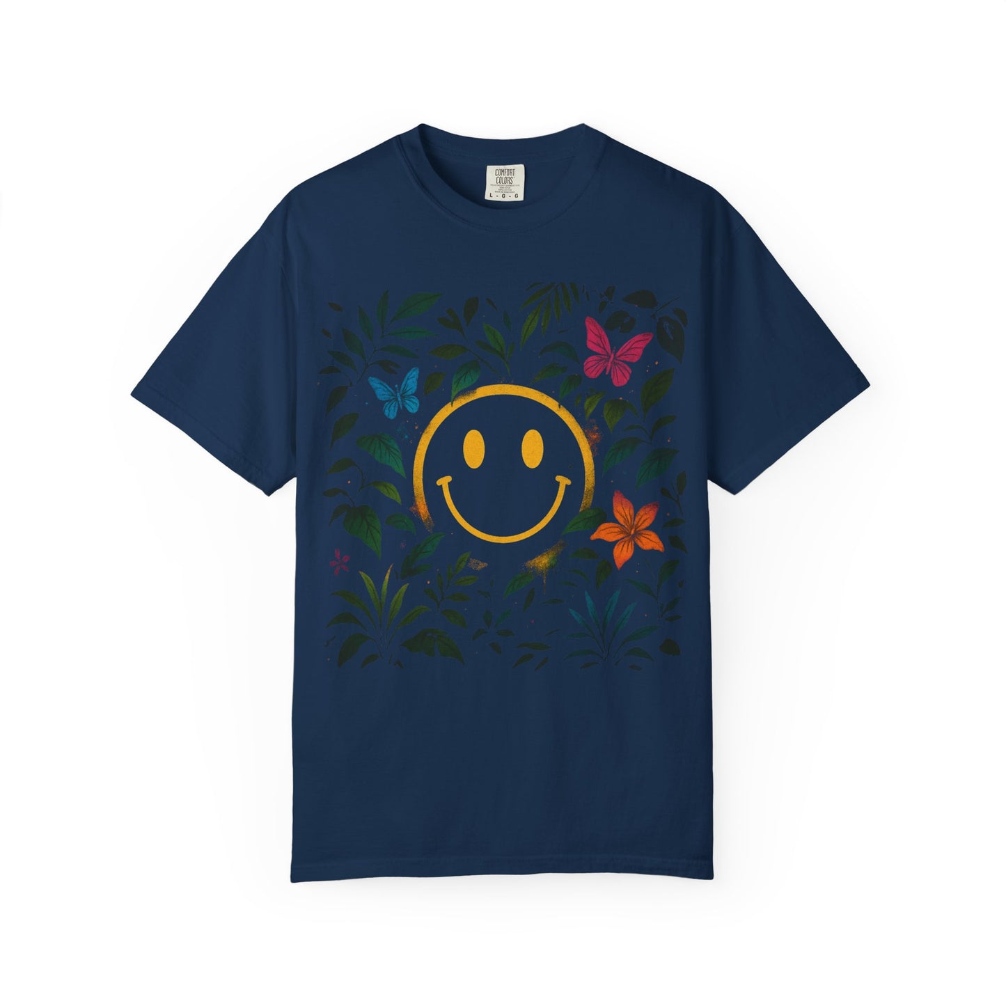 NEVERMIND JUNGLE Smiley Face Unisex Garment-Dyed T-shirt