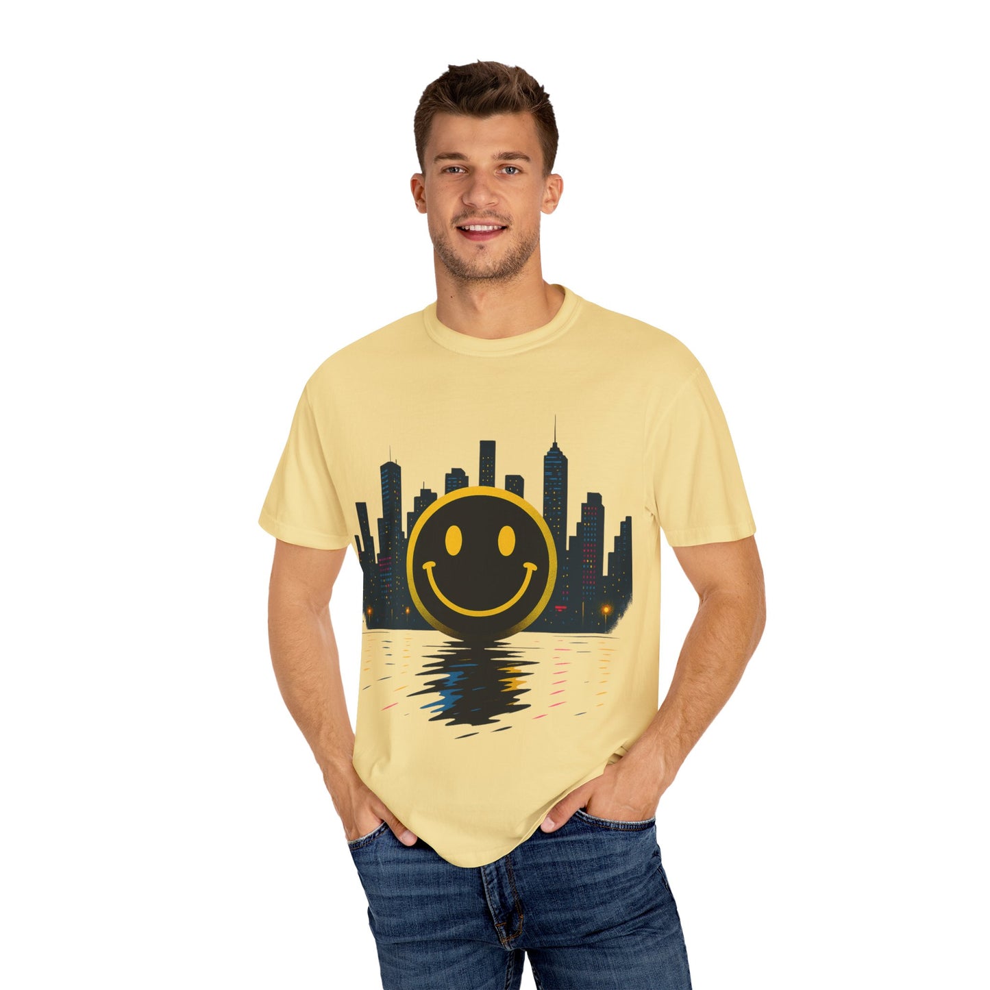 NEVERMIND SMILEY SCAPE i Smiley Face Unisex Garment-Dyed T-shirt