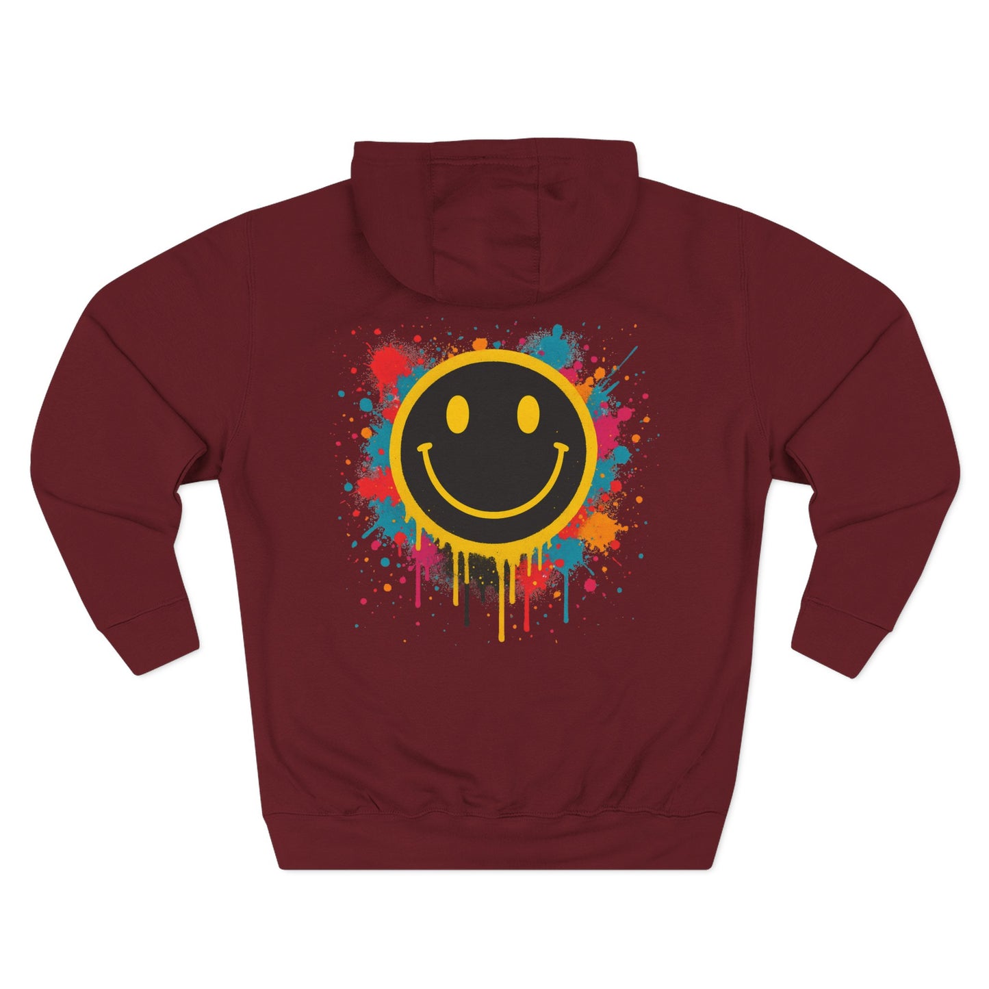 Smiley Face Three-Panel Fleece Hoodie, Comfortable Sweatshirt for Casual Wear, Gift for Friends, Happy Vibes, Art-Inspired Fashion, [...]