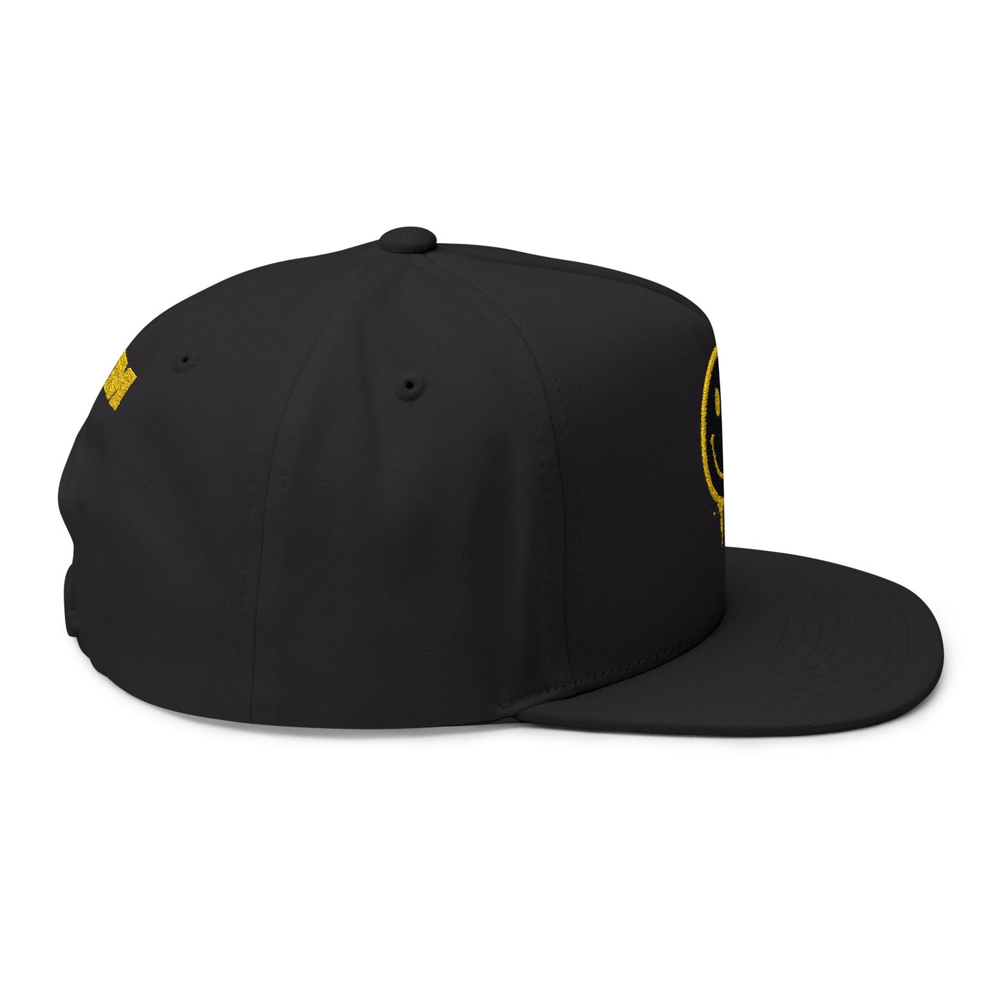 NEVERMIND Graffiti Smiley Face Flat Bill Cap, Trendy Embroidered Hat for Casual Outfits, Gift for Him/Her, Summer Style, Streetwear Cap