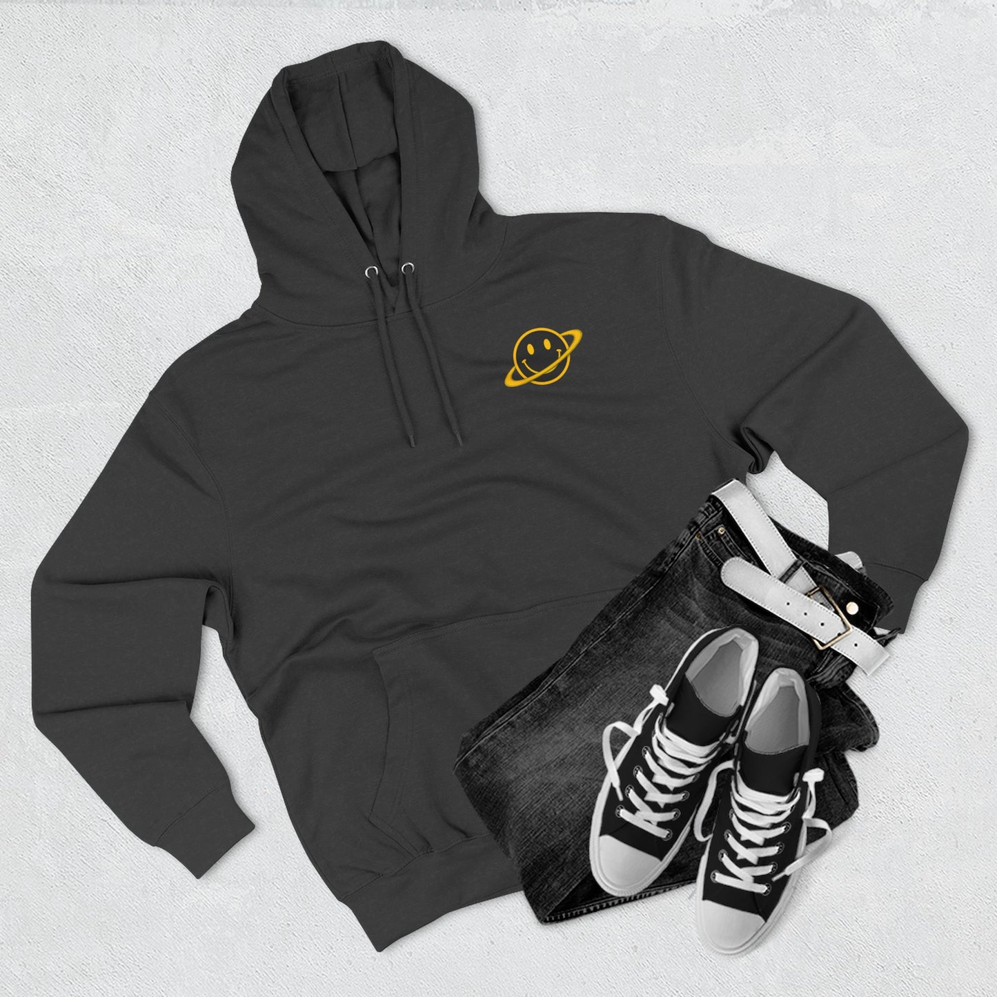 NEVERMIND PLANET Smiley Face Three-Panel Fleece Hoodie, Comfortable Sweatshirt for Casual Wear, Gift for Friends, Happy Vibes, Art-Inspired Fashion, [...]