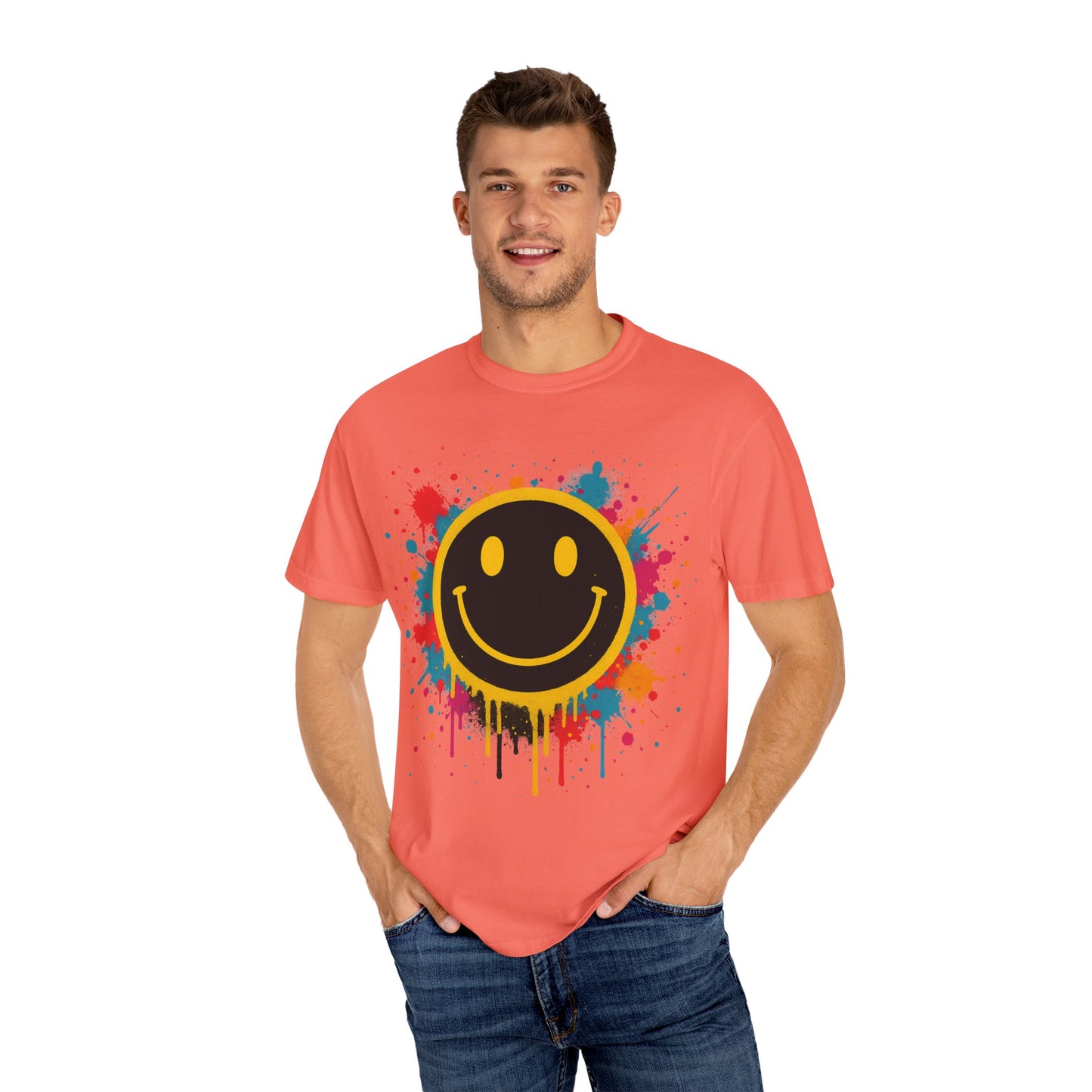NEVERMIND Graffiti Smiley Face Unisex Garment-Dyed T-shirt