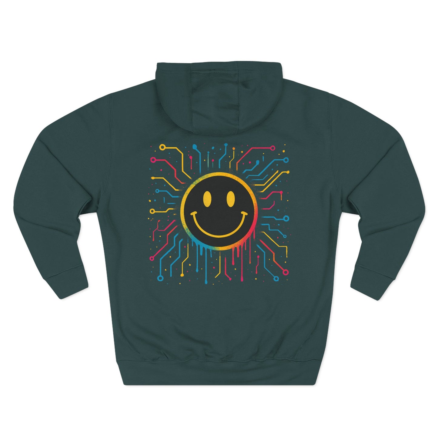 NEVERMIND GRID Smiley Face Three-Panel Fleece Hoodie, Comfortable Sweatshirt for Casual Wear, Gift for Friends, Happy Vibes, Art-Inspired Fashion, [...]