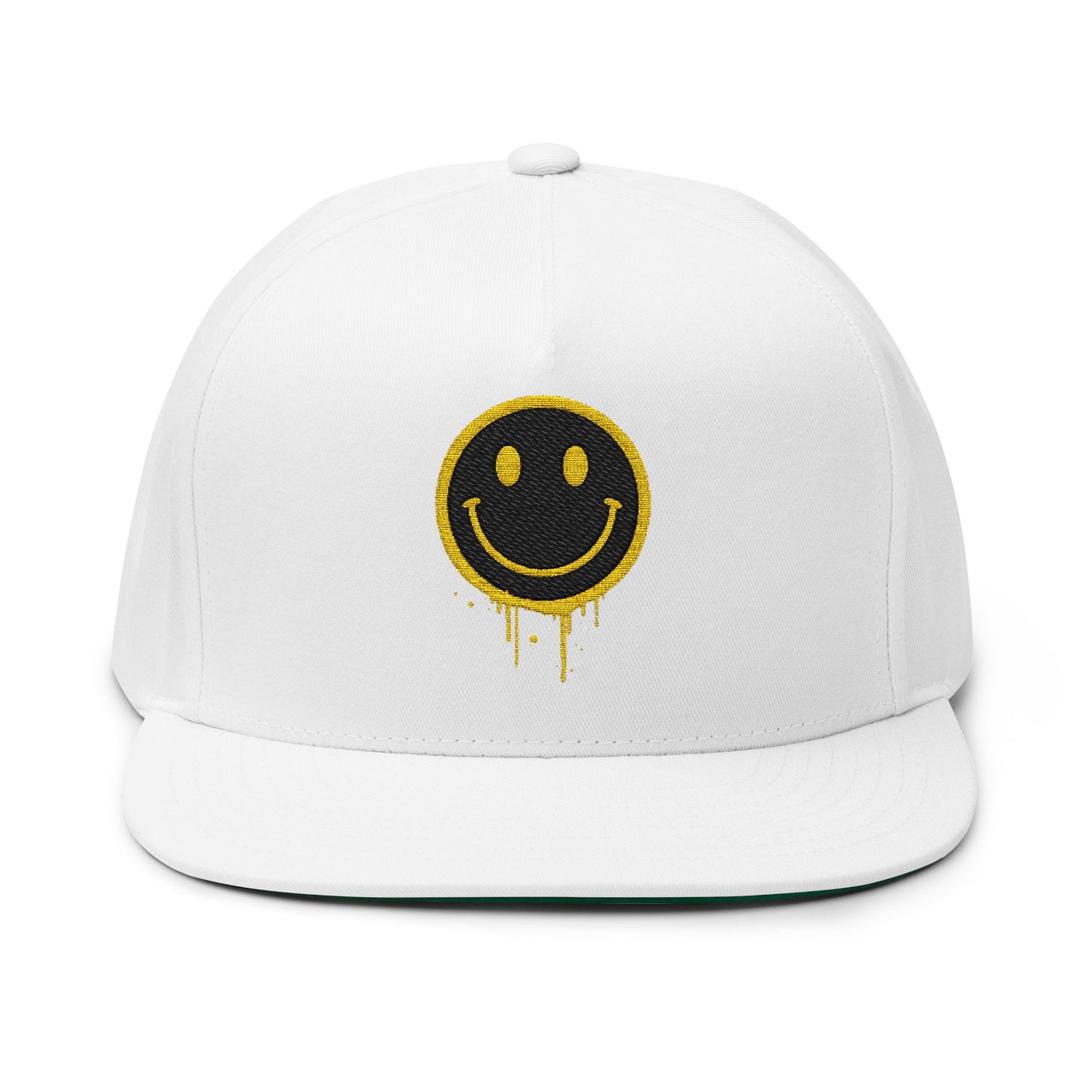 NEVERMIND Graffiti Smiley Face Flat Bill Cap, Trendy Embroidered Hat for Casual Outfits, Gift for Him/Her, Summer Style, Streetwear Cap