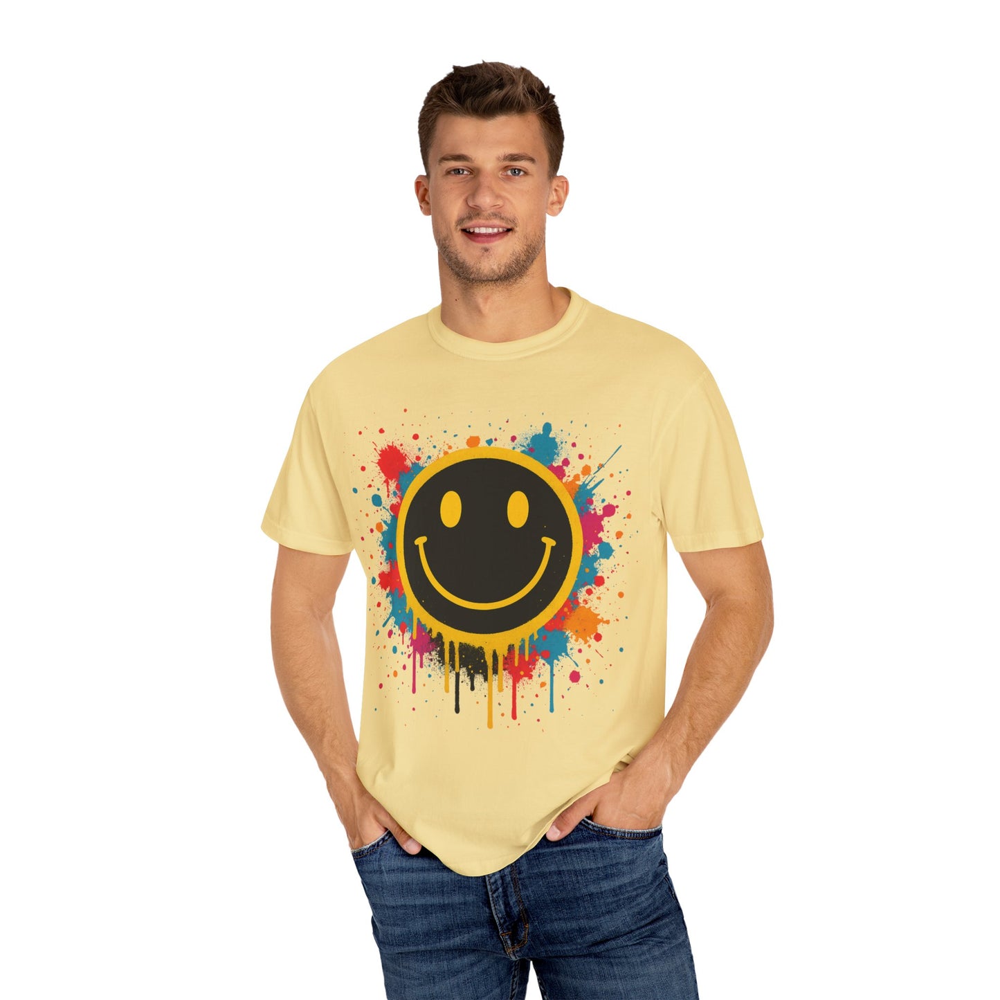 NEVERMIND Graffiti Smiley Face Unisex Garment-Dyed T-shirt