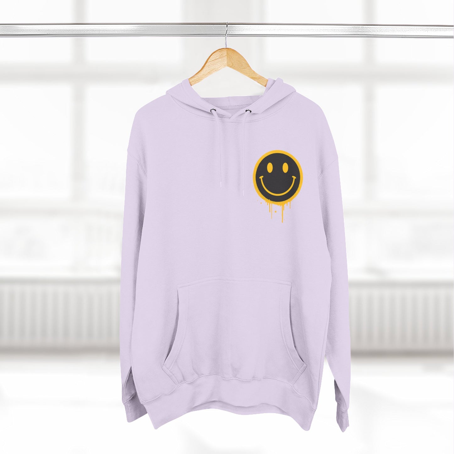 Smiley Face Three-Panel Fleece Hoodie, Comfortable Sweatshirt for Casual Wear, Gift for Friends, Happy Vibes, Art-Inspired Fashion, [...]