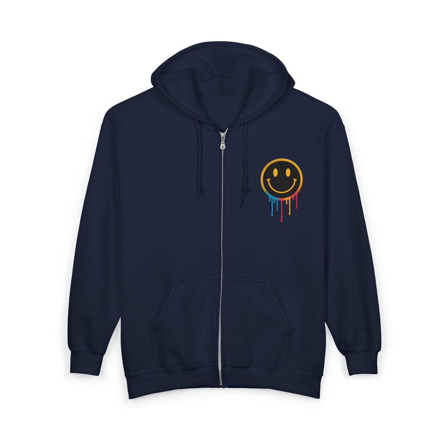 NEVERMIND GRID Smiley Face Zip Hoodie | Unisex Casual Wear, Perfect for Gifting, Fall Fashion, Streetwear, Cozy Layering