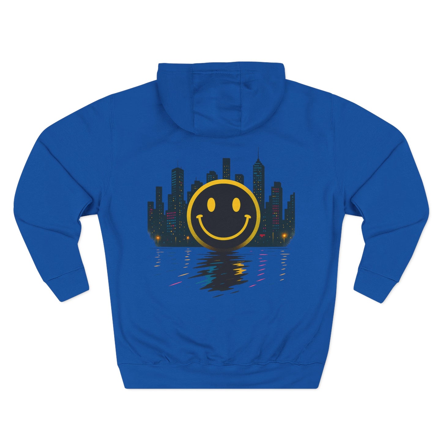 NEVERMIND CITY SMILEY SCAPE Smiley Face Three-Panel Fleece Hoodie, Comfortable Sweatshirt for Casual Wear, Gift for Friends, Happy Vibes, Art-Inspired Fashion, [...]