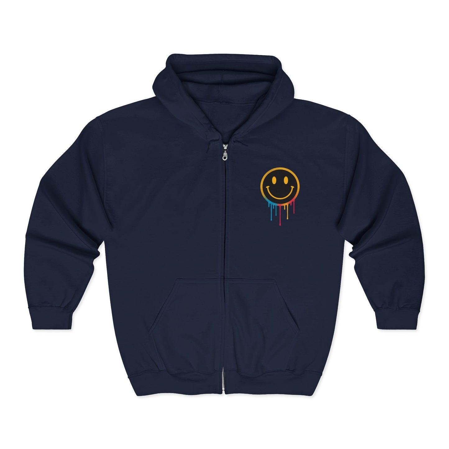 NEVERMIND GRID Smiley Face Zip Hoodie | Unisex Casual Wear, Perfect for Gifting, Fall Fashion, Streetwear, Cozy Layering