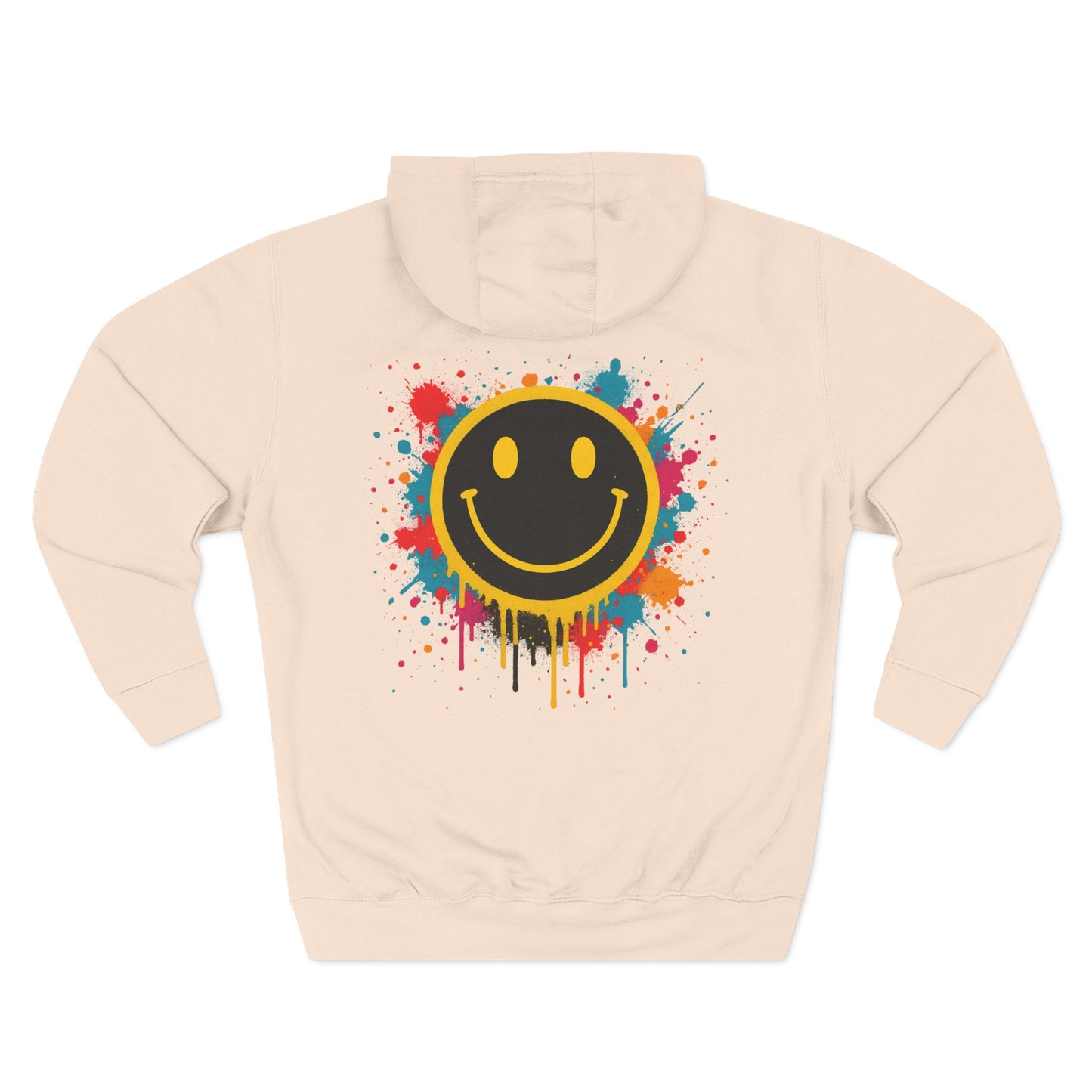 Smiley Face Three-Panel Fleece Hoodie, Comfortable Sweatshirt for Casual Wear, Gift for Friends, Happy Vibes, Art-Inspired Fashion, [...]