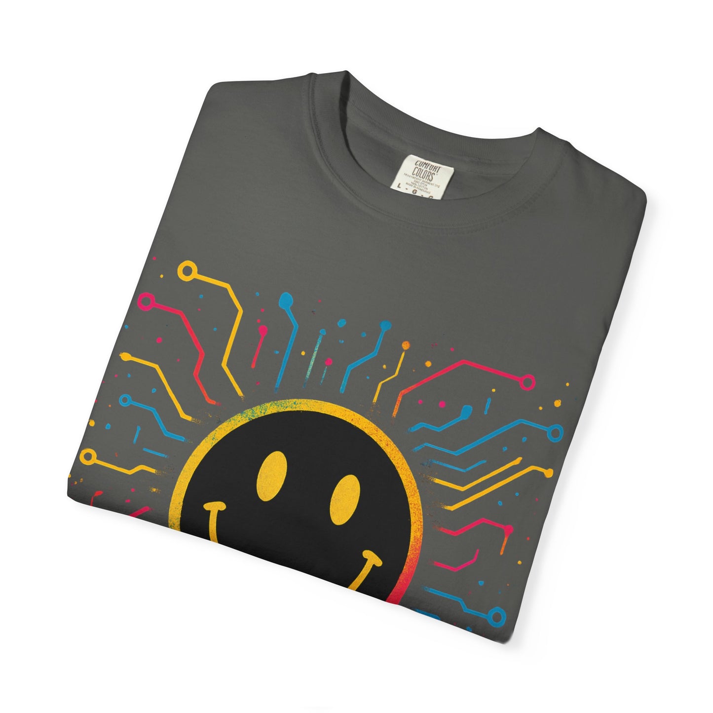 NEVERMIND GRID Smiley Face Unisex Garment-Dyed T-shirt