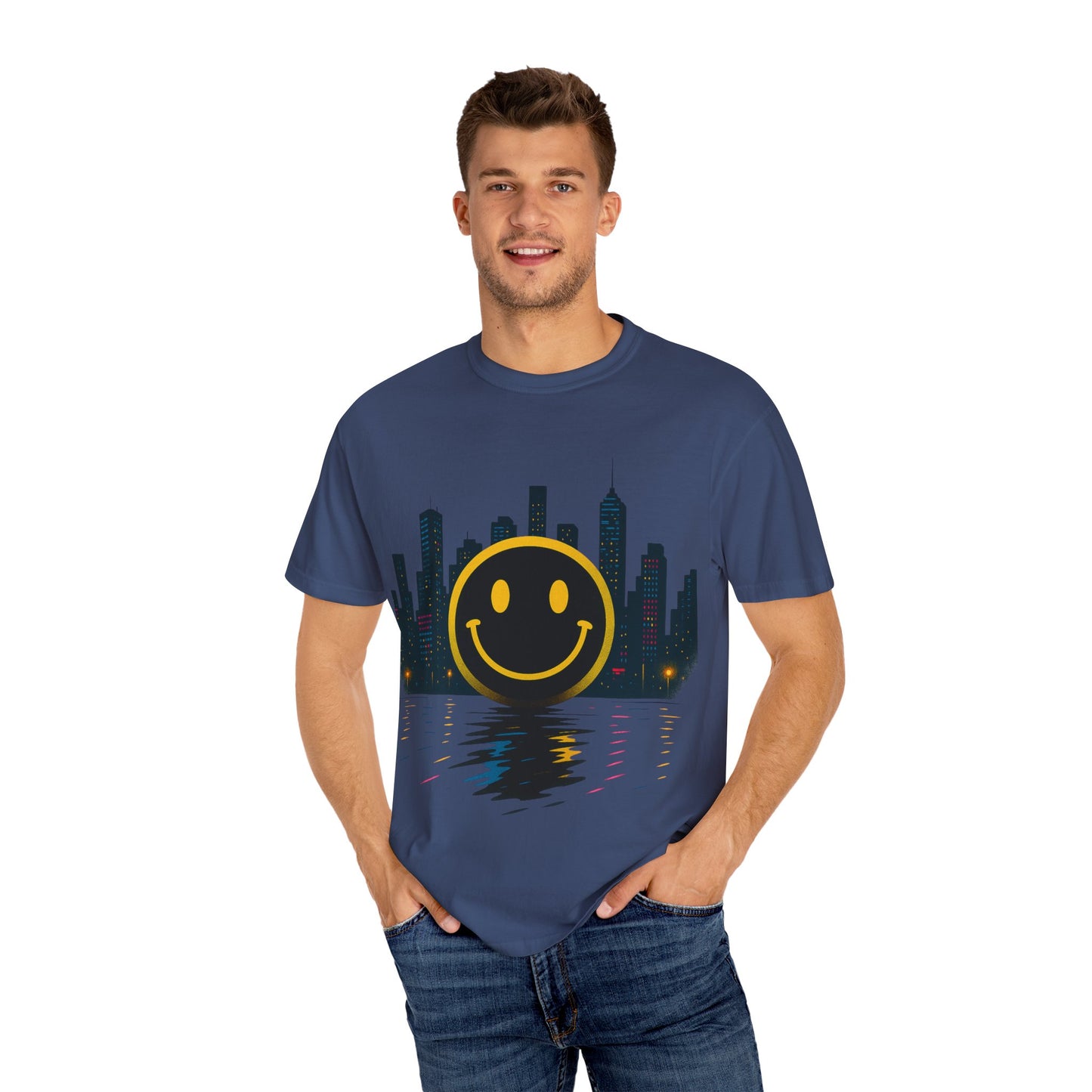 NEVERMIND SMILEY SCAPE i Smiley Face Unisex Garment-Dyed T-shirt