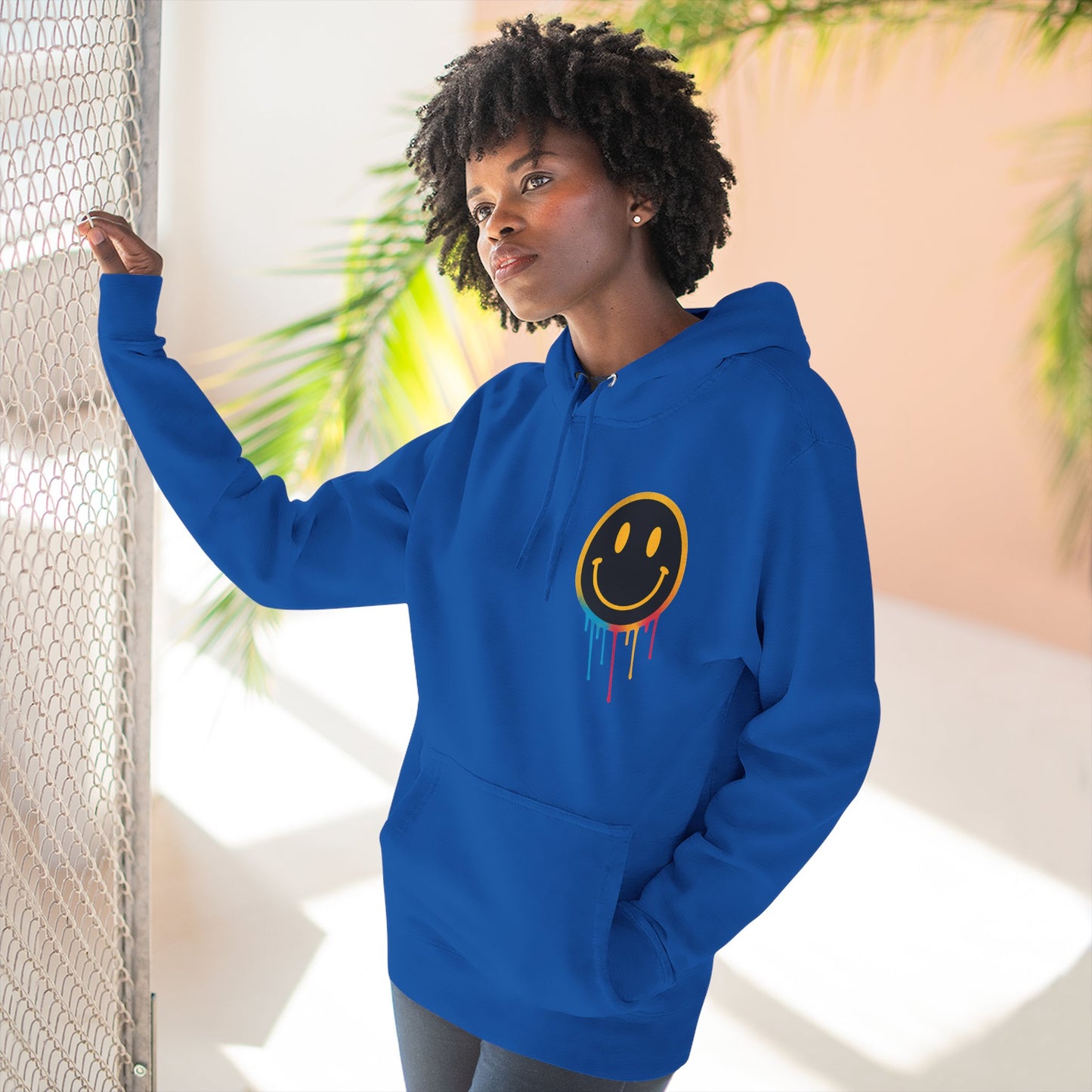 NEVERMIND GRID Smiley Face Three-Panel Fleece Hoodie, Comfortable Sweatshirt for Casual Wear, Gift for Friends, Happy Vibes, Art-Inspired Fashion, [...]