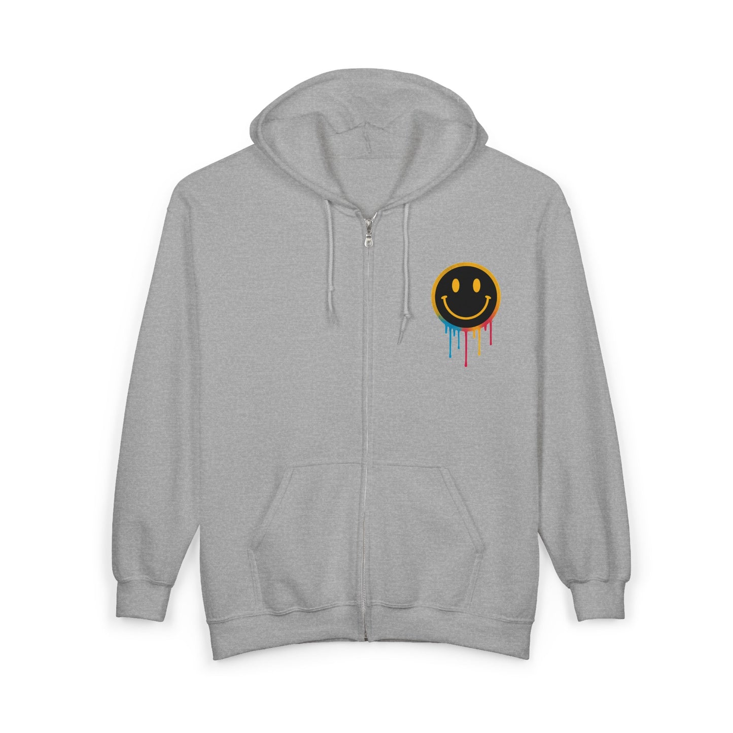 NEVERMIND GRID Smiley Face Zip Hoodie | Unisex Casual Wear, Perfect for Gifting, Fall Fashion, Streetwear, Cozy Layering