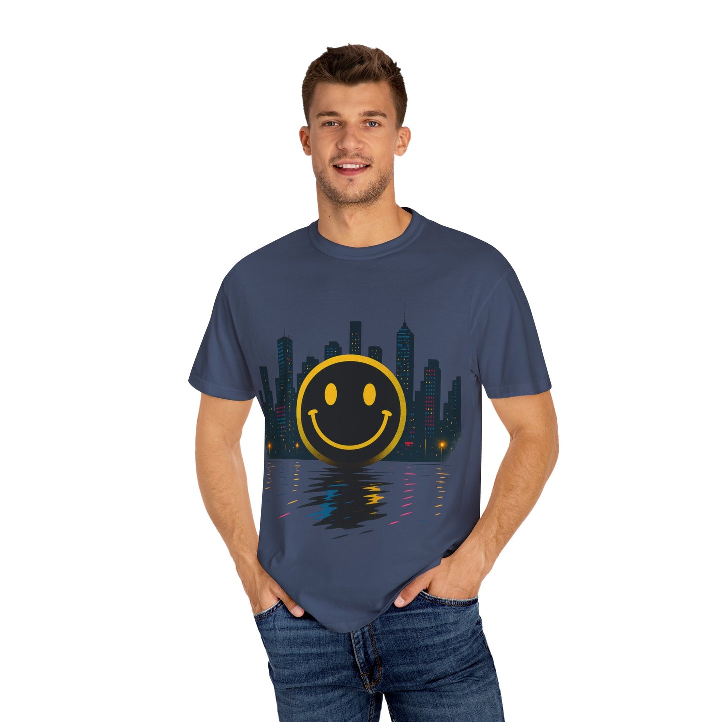 NEVERMIND SMILEY SCAPE i Smiley Face Unisex Garment-Dyed T-shirt