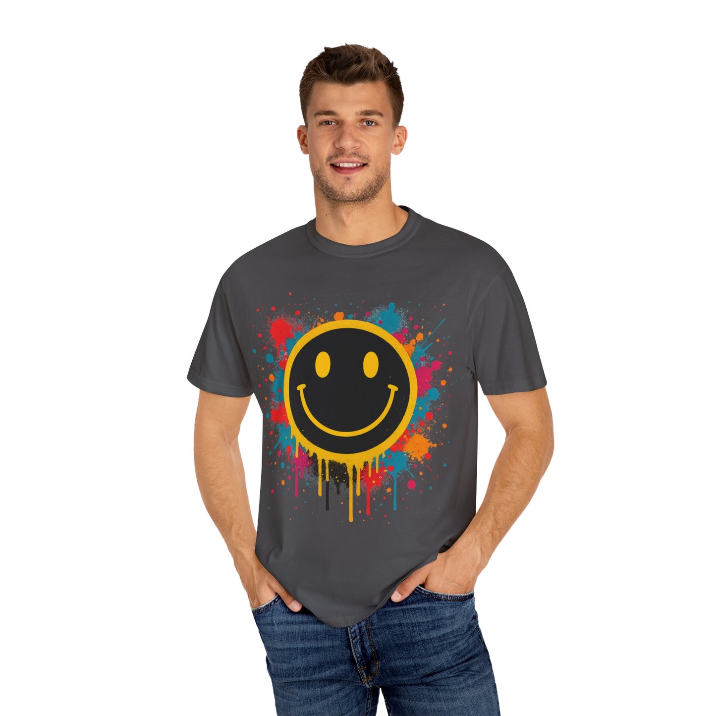NEVERMIND Graffiti Smiley Face Unisex Garment-Dyed T-shirt