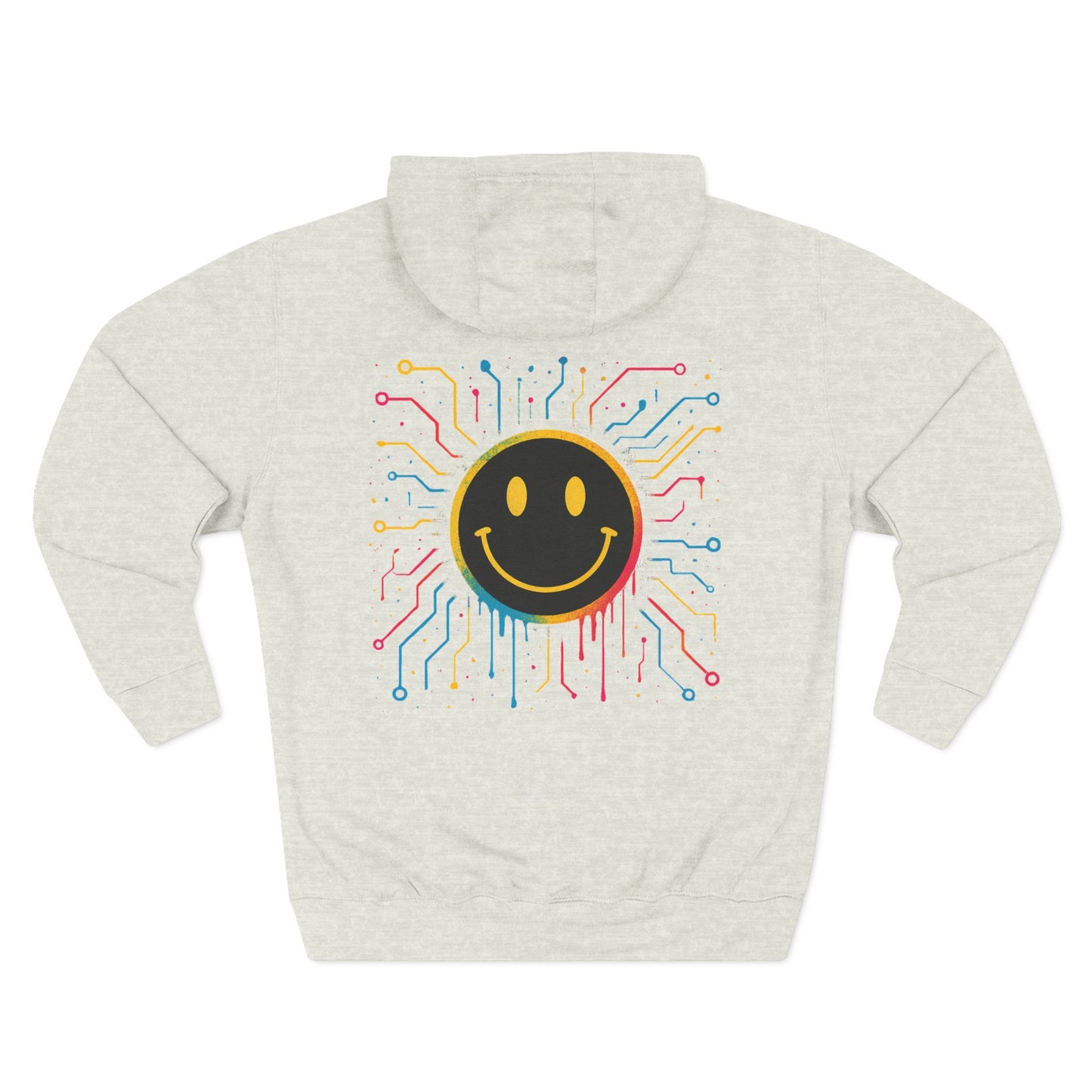 NEVERMIND GRID Smiley Face Three-Panel Fleece Hoodie, Comfortable Sweatshirt for Casual Wear, Gift for Friends, Happy Vibes, Art-Inspired Fashion, [...]