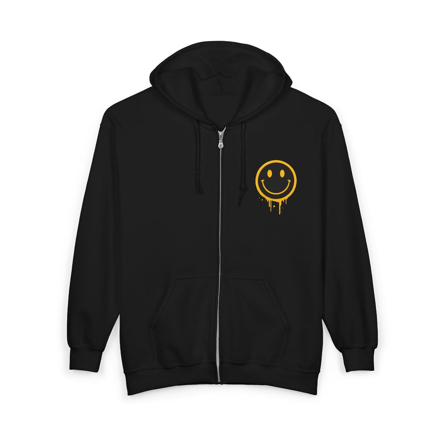 NEVERMIND Graffiti Smiley Face Zip Hoodie | Unisex Casual Wear, Perfect for Gifting, Fall Fashion, Streetwear, Cozy Layering