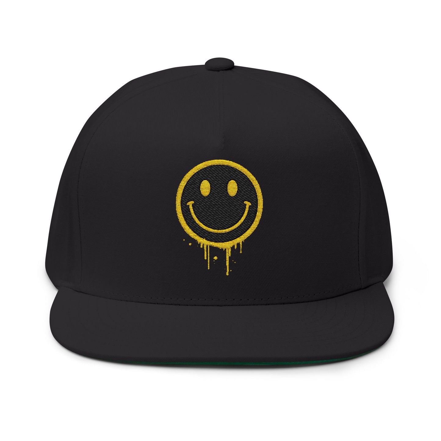 NEVERMIND Graffiti Smiley Face Flat Bill Cap, Trendy Embroidered Hat for Casual Outfits, Gift for Him/Her, Summer Style, Streetwear Cap