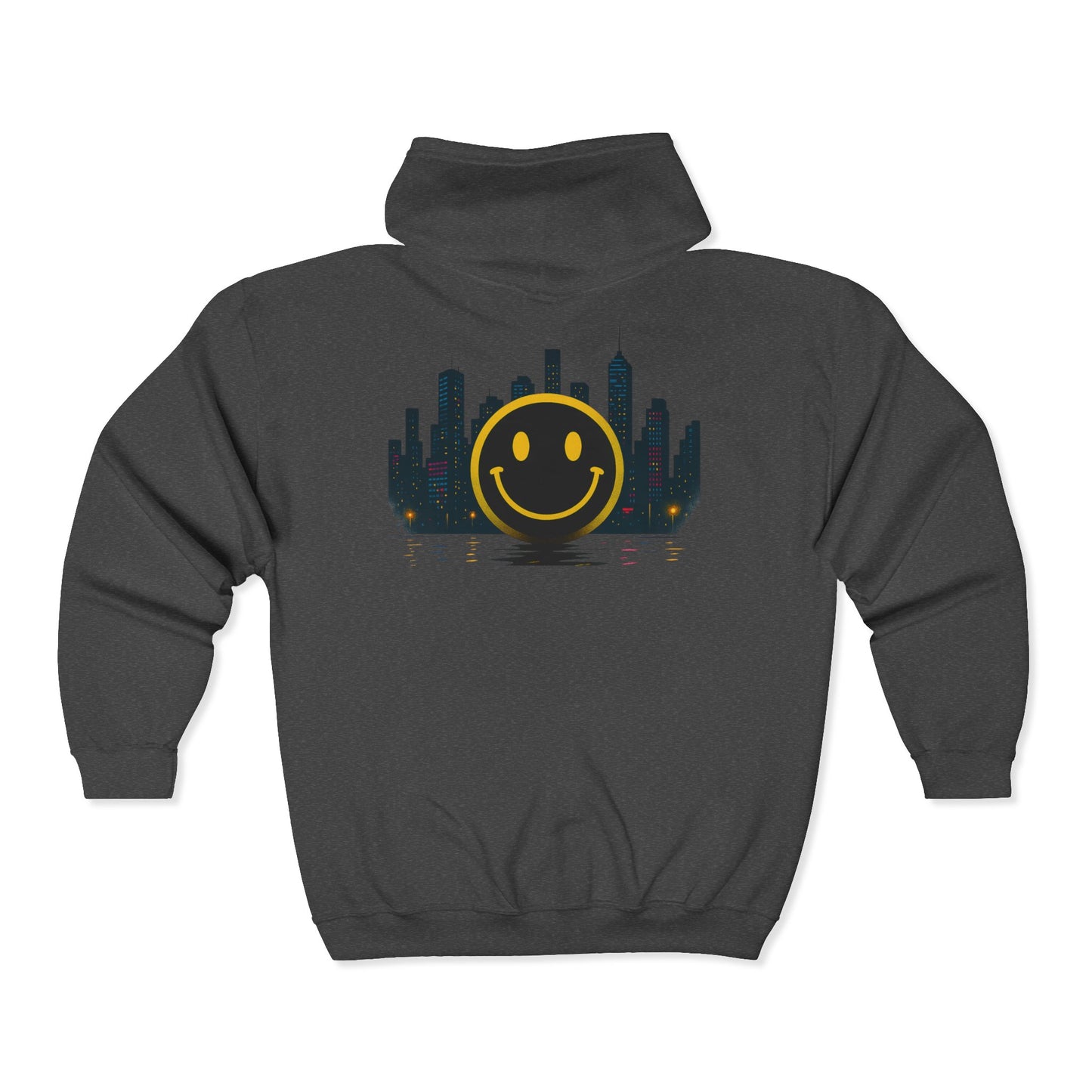 NEVERMIND SMILEY SCAPE Smiley Face Zip Hoodie | Unisex Casual Wear, Perfect for Gifting, Fall Fashion, Streetwear, Cozy Layering