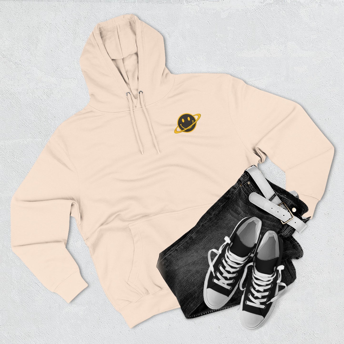 NEVERMIND PLANET Smiley Face Three-Panel Fleece Hoodie, Comfortable Sweatshirt for Casual Wear, Gift for Friends, Happy Vibes, Art-Inspired Fashion, [...]