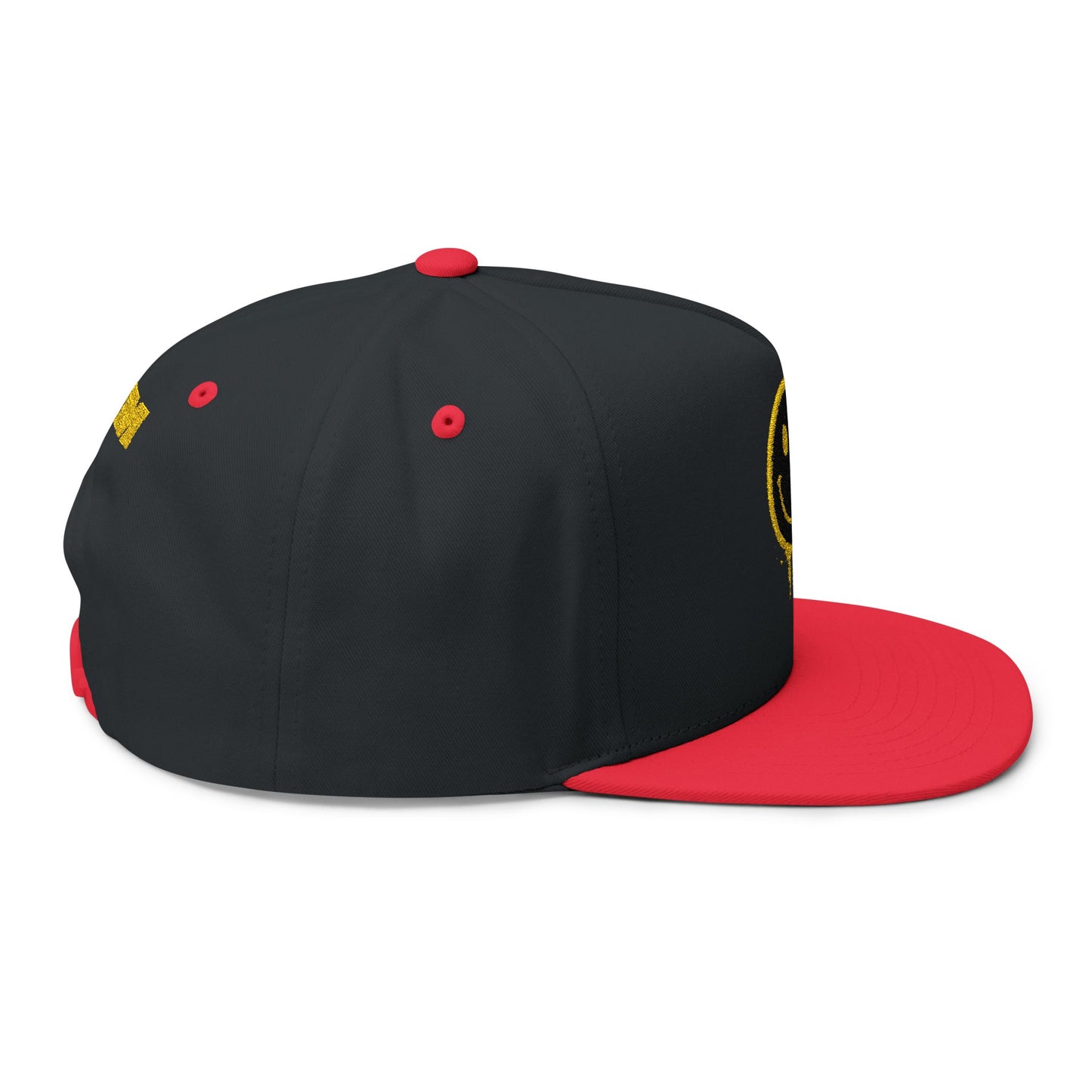 NEVERMIND Graffiti Smiley Face Flat Bill Cap, Trendy Embroidered Hat for Casual Outfits, Gift for Him/Her, Summer Style, Streetwear Cap