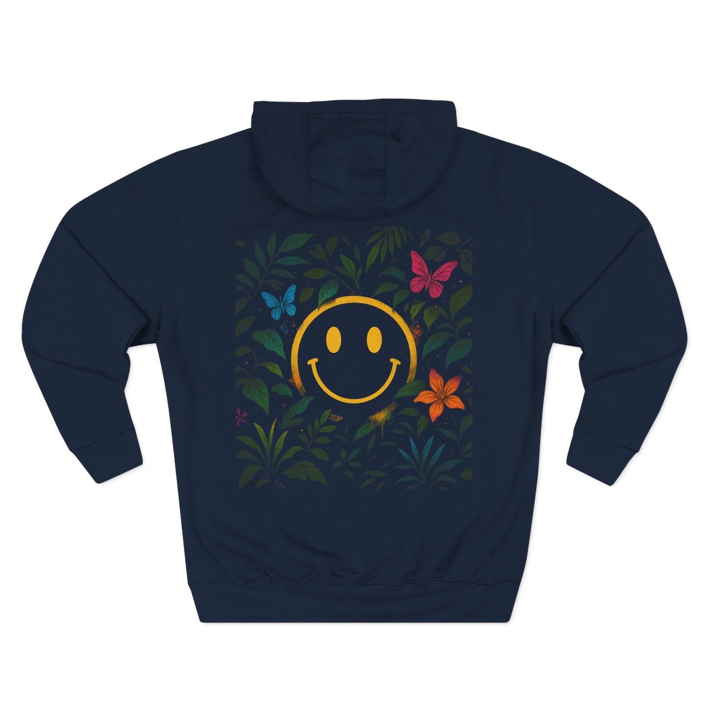 NEVERMIND JUNGLE Smiley Face Three-Panel Fleece Hoodie, Comfortable Sweatshirt for Casual Wear, Gift for Friends, Happy Vibes, Art-Inspired Fashion, [...]