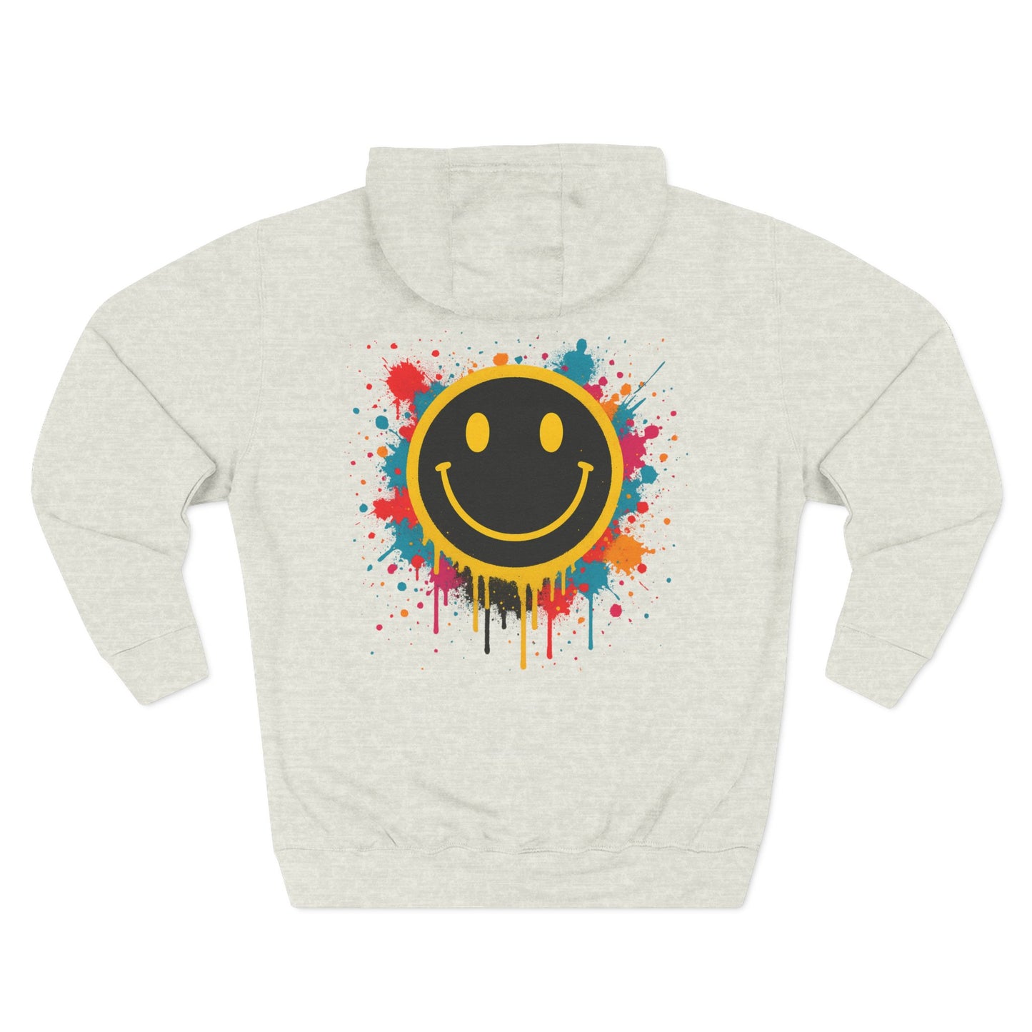 Smiley Face Three-Panel Fleece Hoodie, Comfortable Sweatshirt for Casual Wear, Gift for Friends, Happy Vibes, Art-Inspired Fashion, [...]